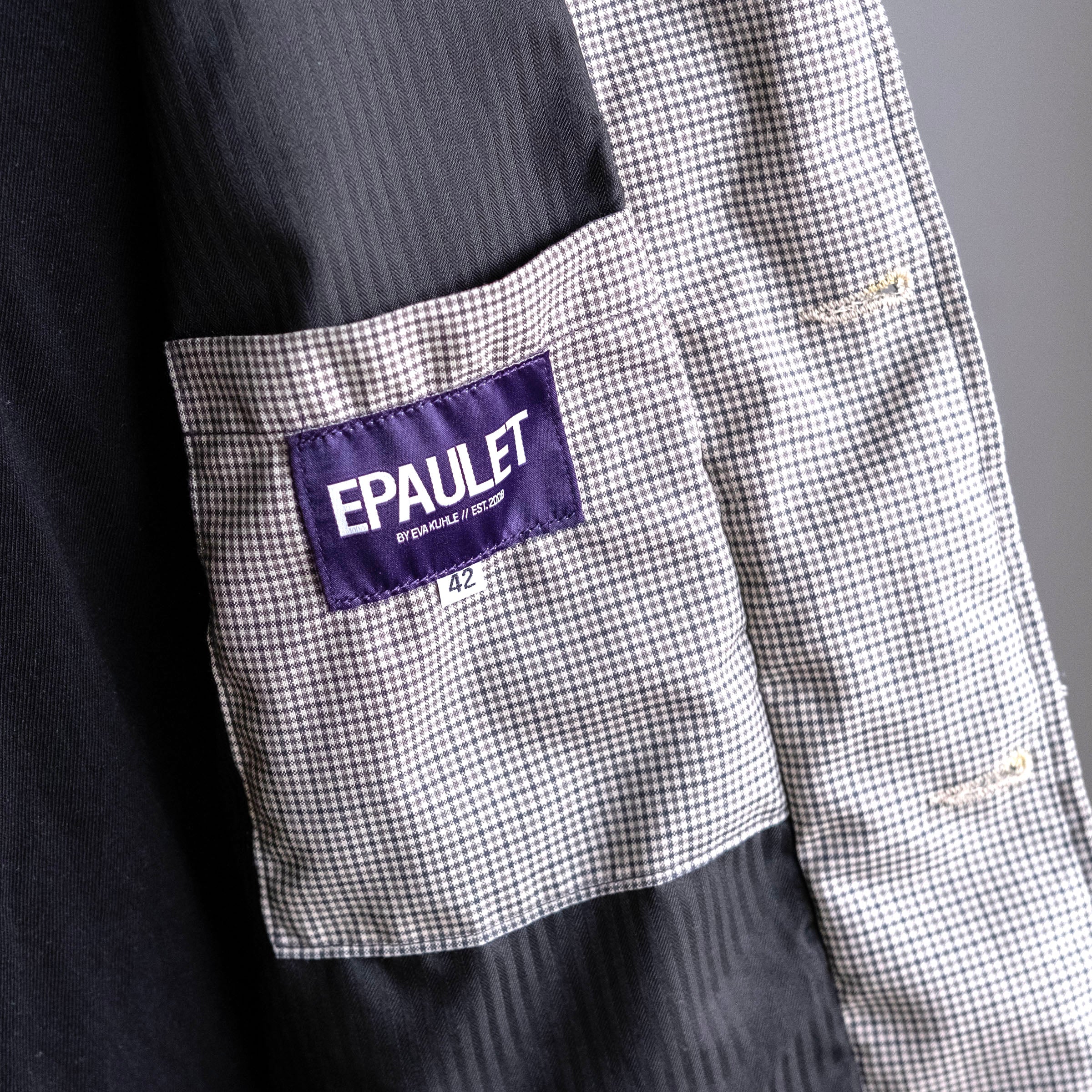 Sample Sale: Corso Jacket in Dove Microcheck Wool Sz 40 (fabric repair)