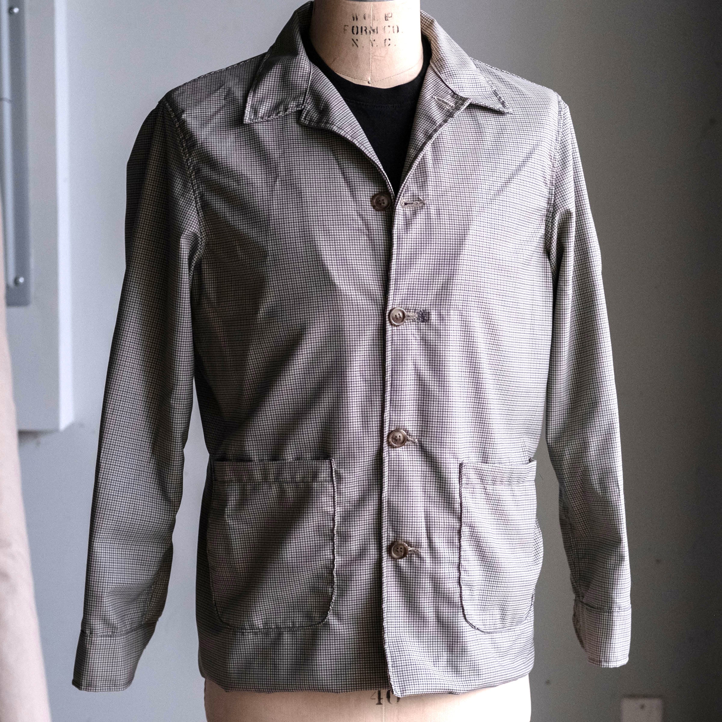 Sample Sale: Corso Jacket in Dove Microcheck Wool Sz 40 (fabric repair)