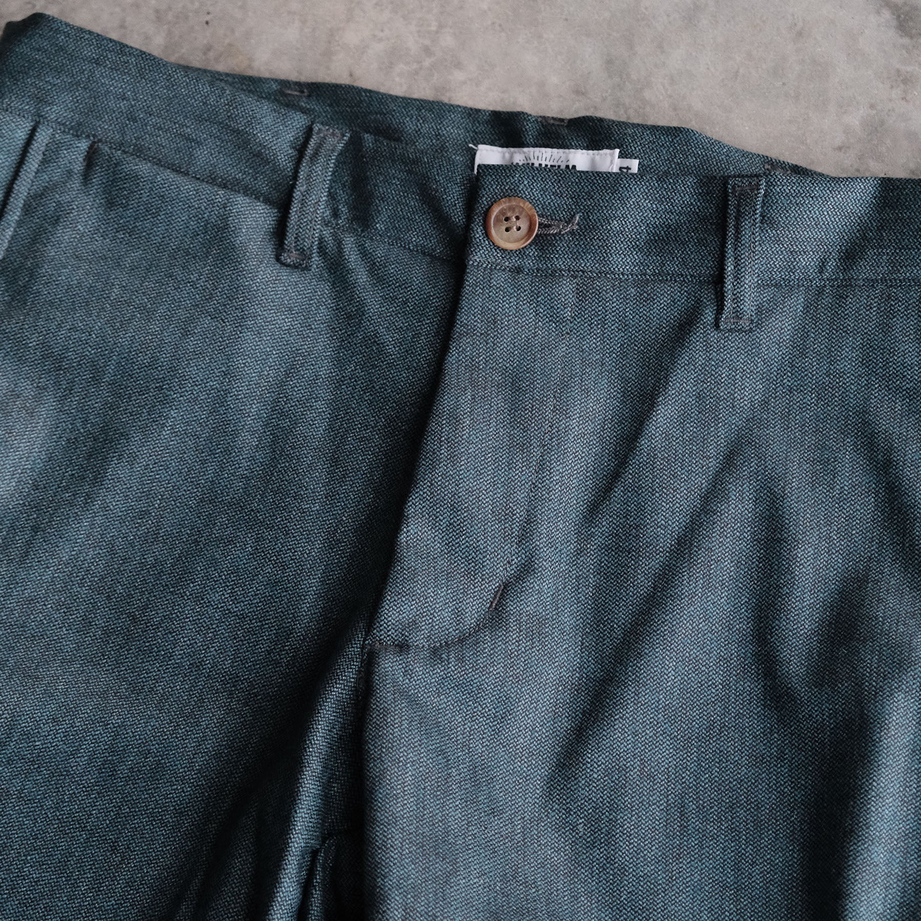 Sample Sale: Rivet Chino in Jade Wool-Silk Size 34