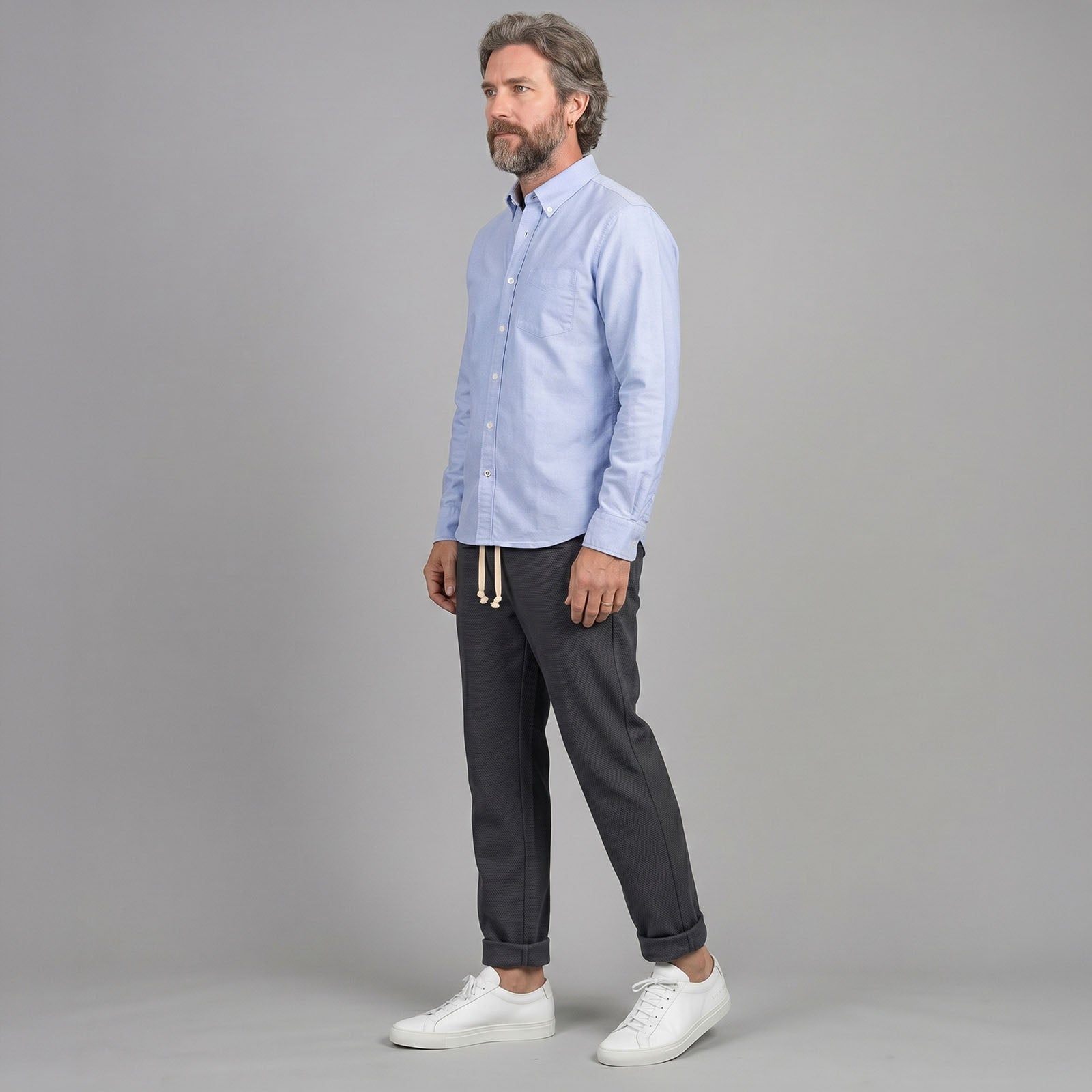 Laidback Pant Storm Grey Sashiko Project: June Shipment