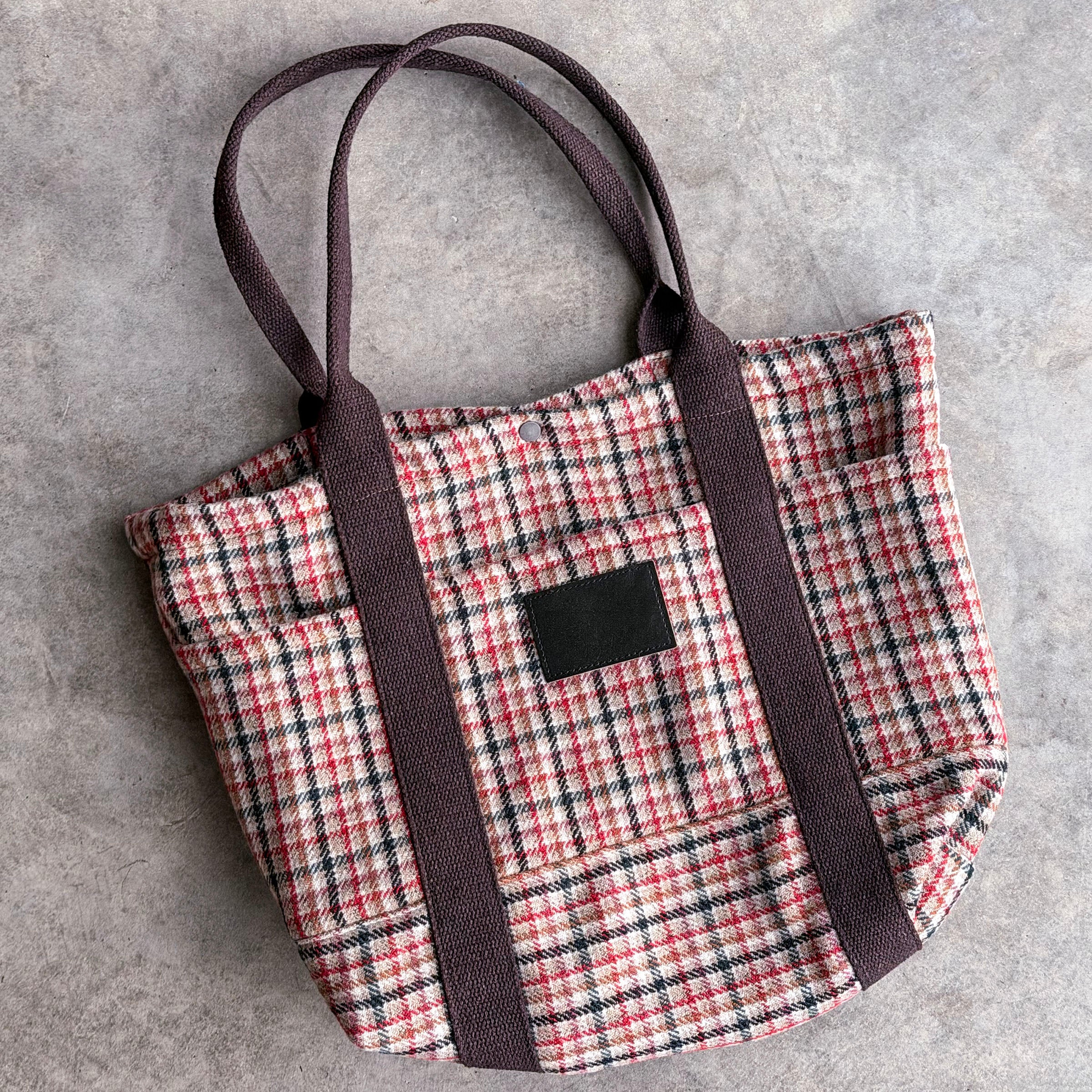 Harbor Tote Bag Double Faced 18oz Shepherd's Check