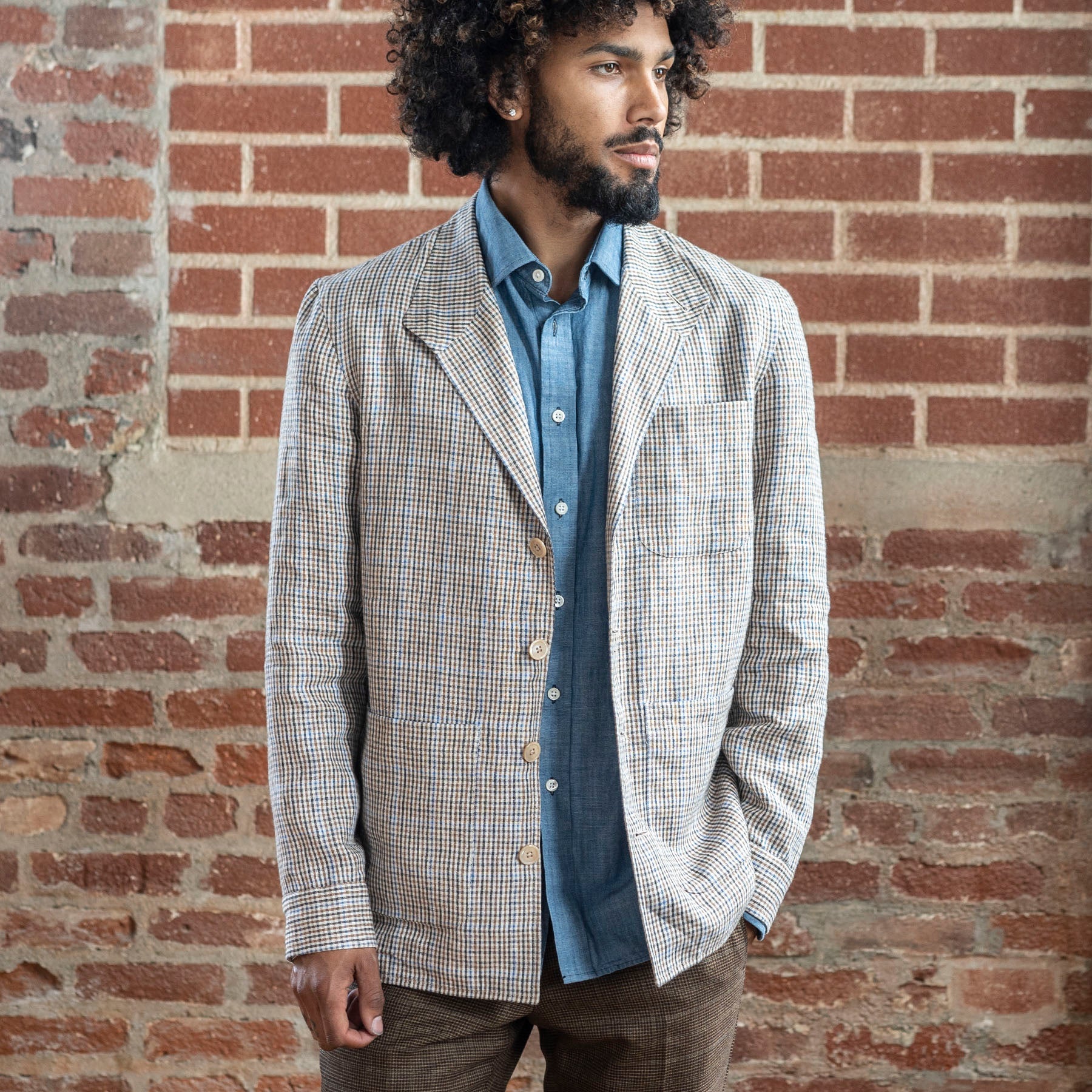 Custom Teba Hunting Jacket Yoshiwa Indigo Confetti Tweed