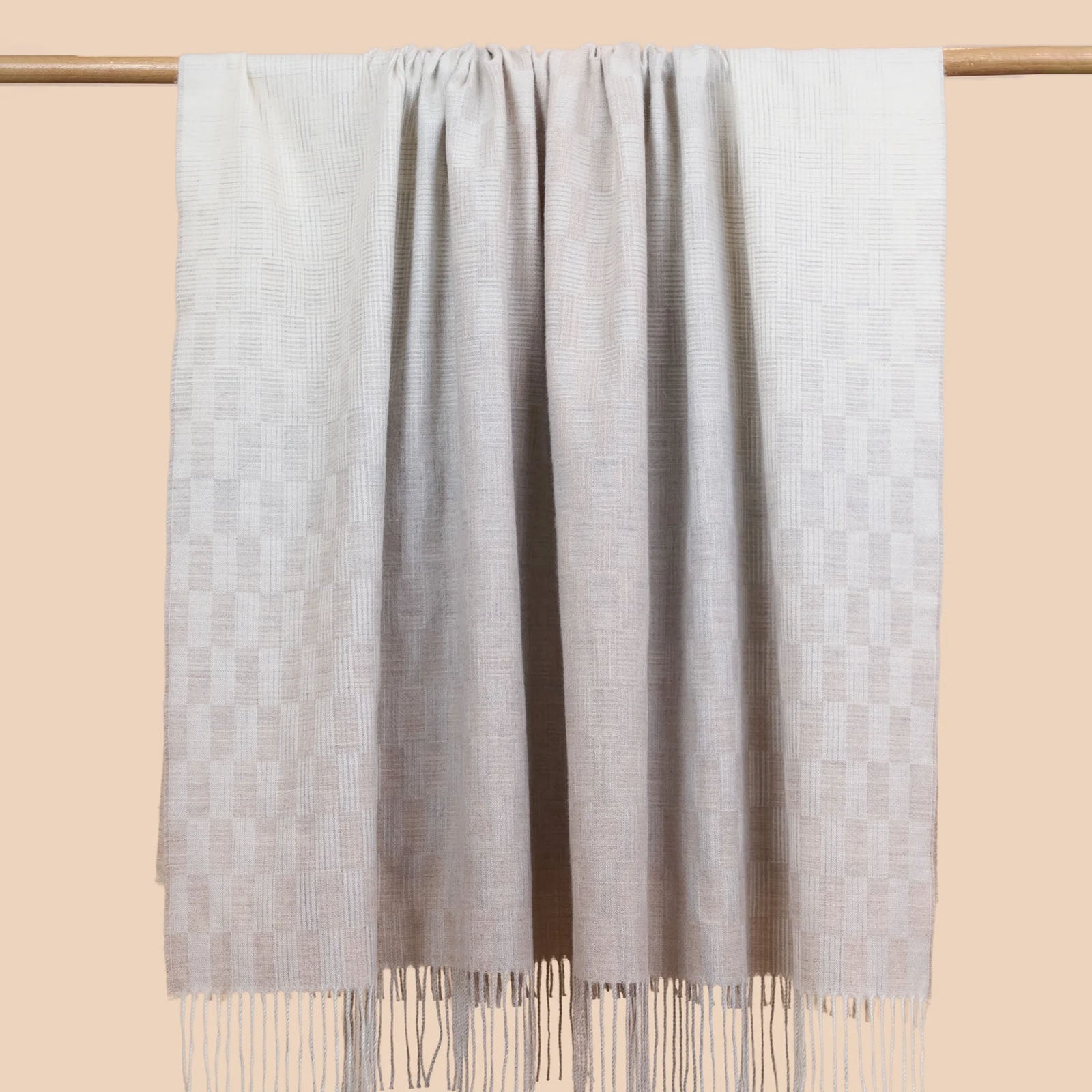 Ombre Mosaic Sateen Pure Alpaca Throw Blanket