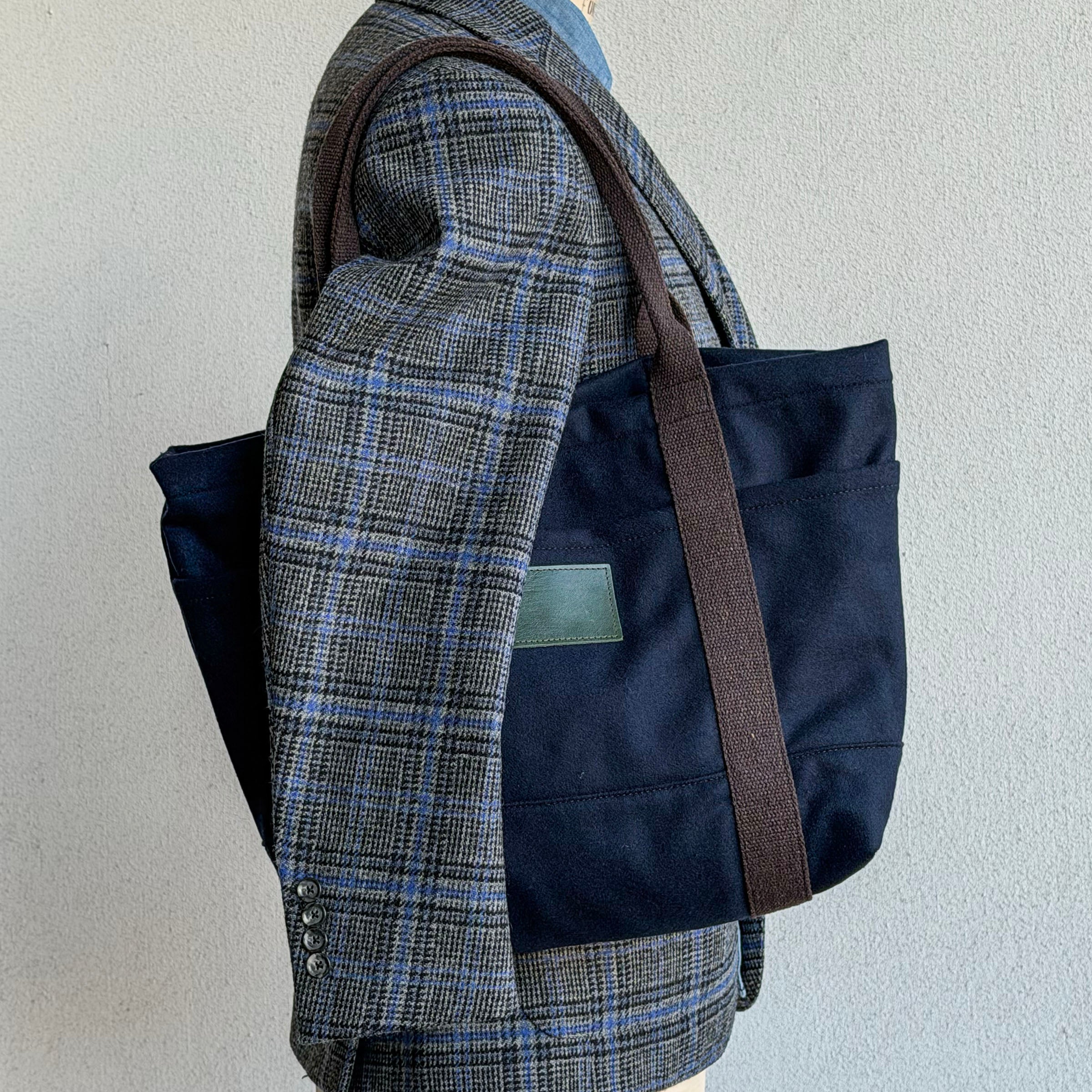 Harbor Tote Bag Navy 16oz Wool Flannel