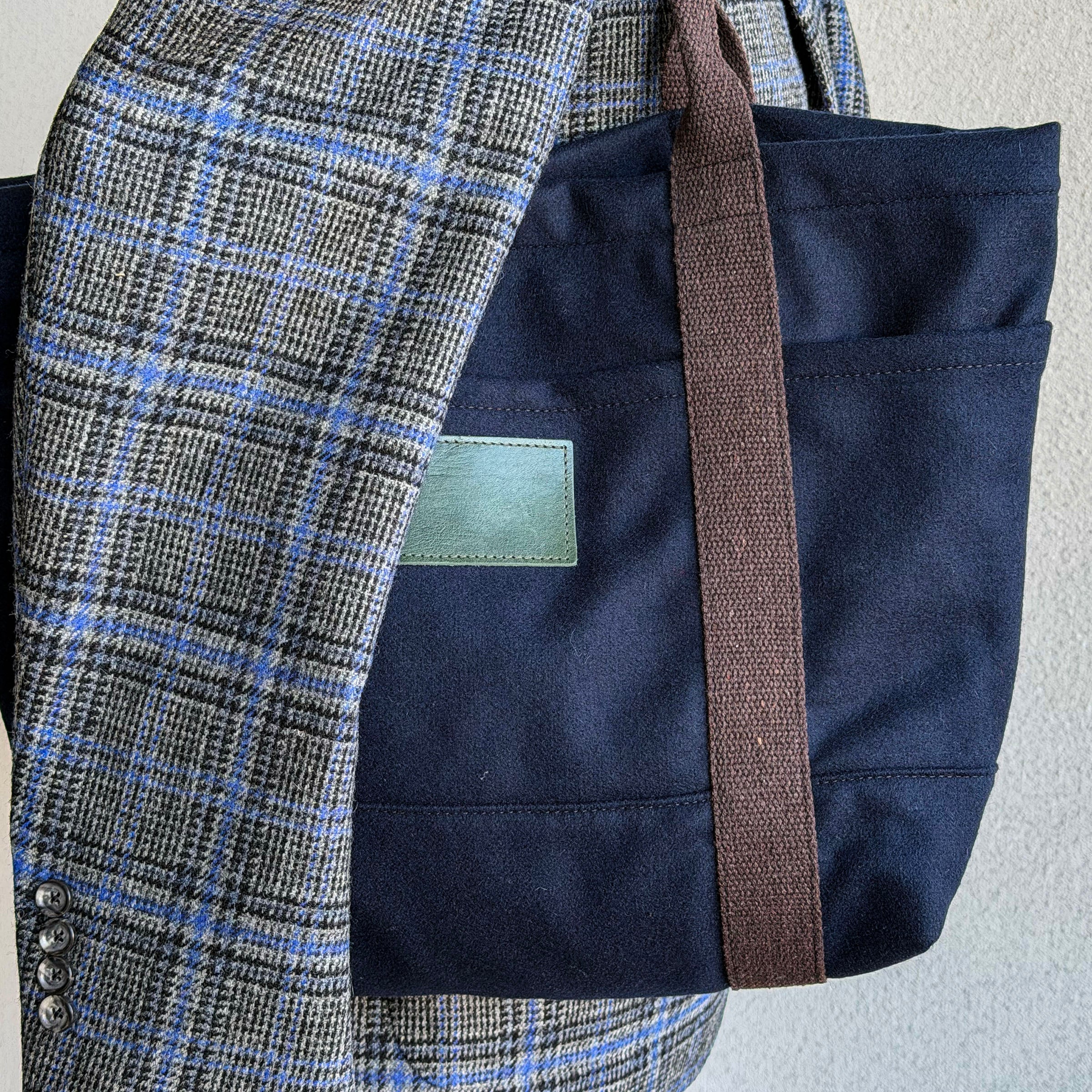 Harbor Tote Bag Navy 16oz Wool Flannel