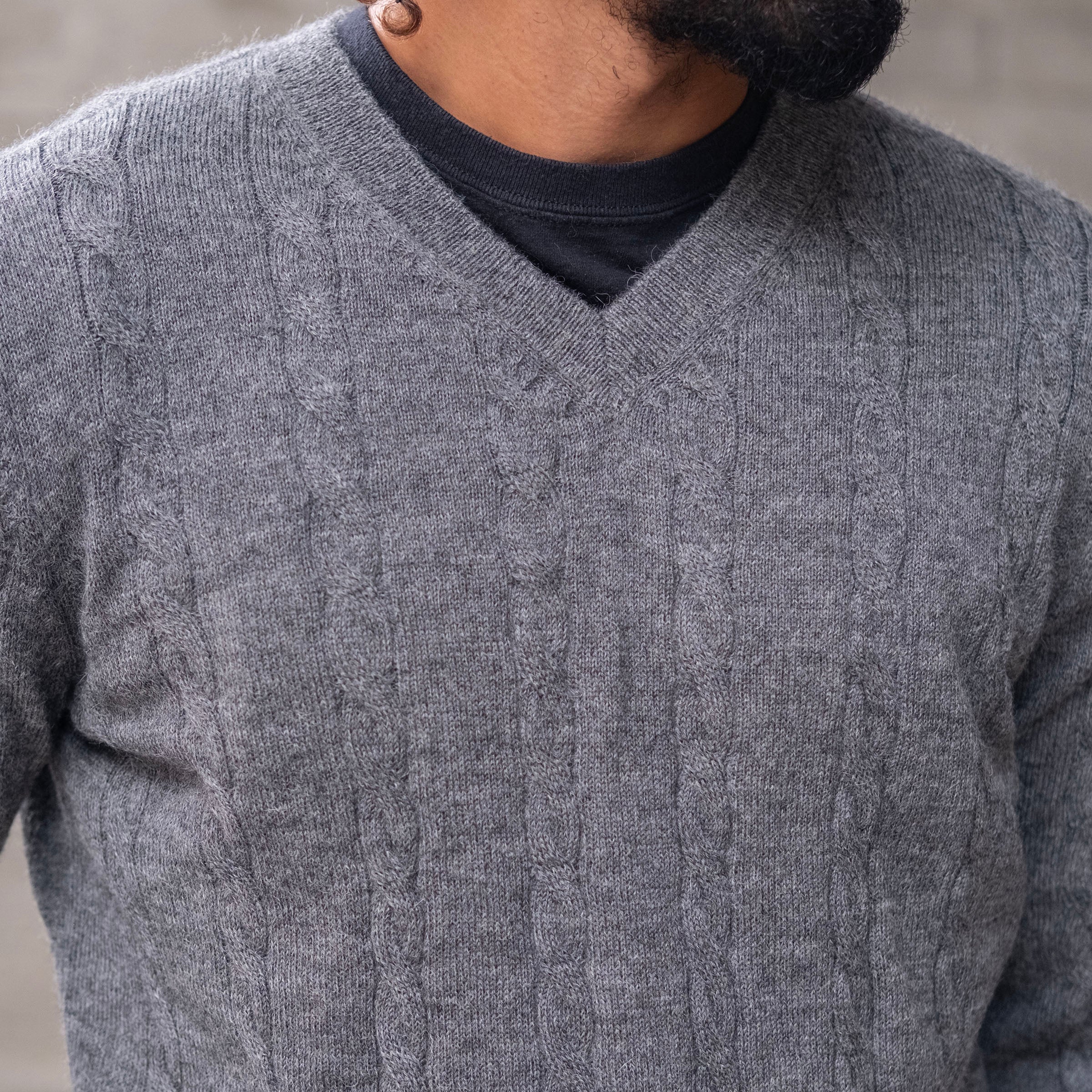Alpaca Cableknit V-Neck Sweaters