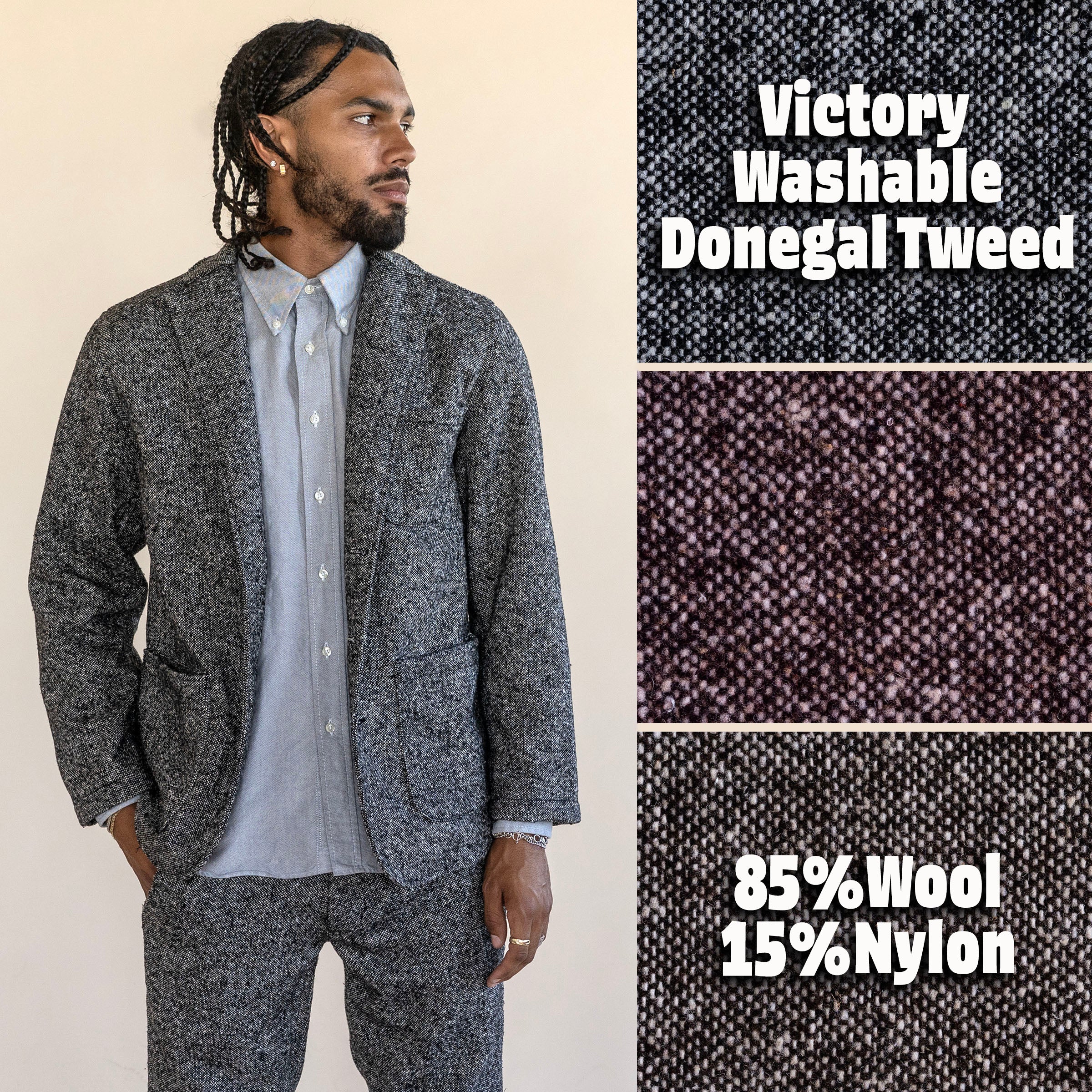 Casual Suiting in Washable Victory Donegal Tweed (3 Colors)