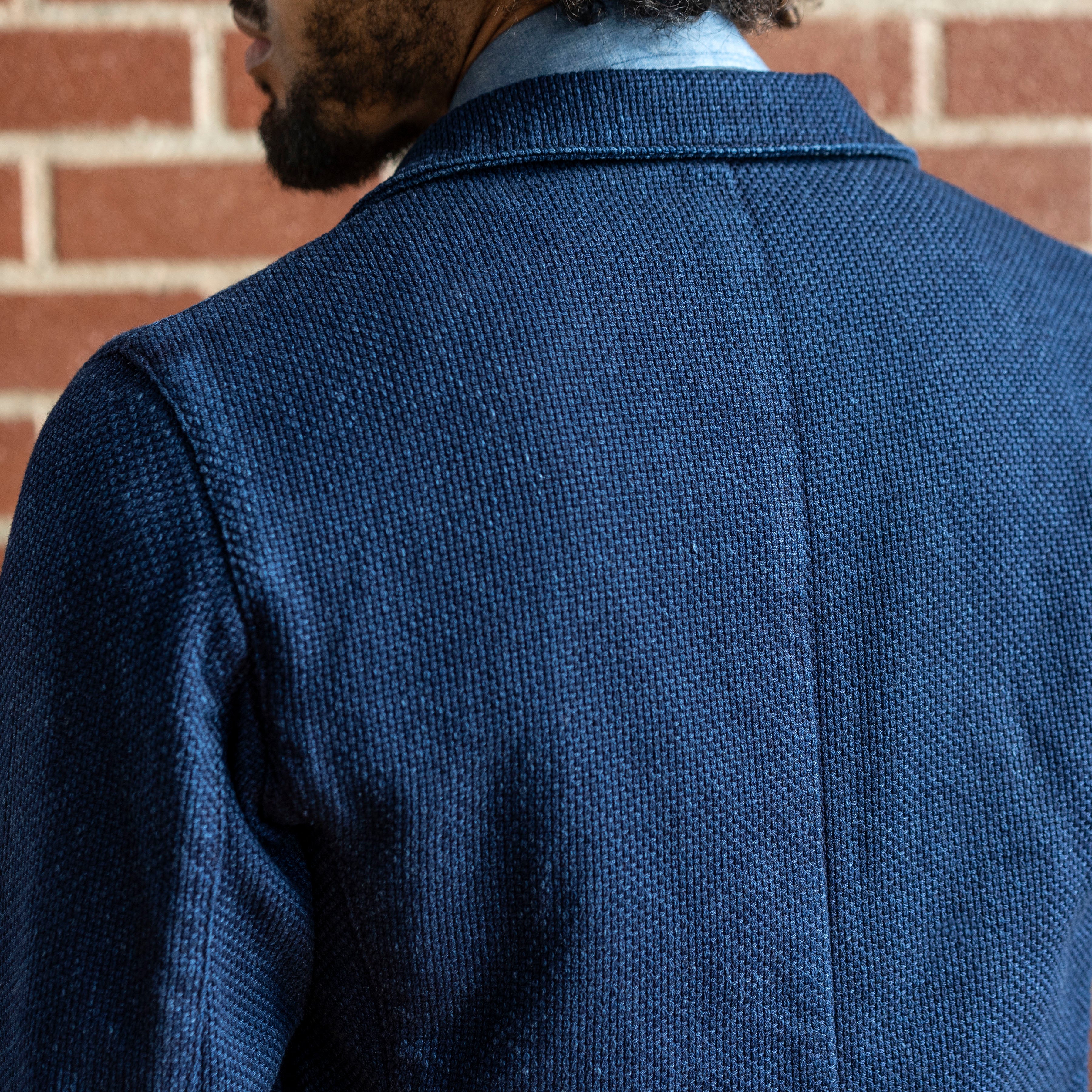Doyle Jacket in Rope Dyed Indigo Sashiko Pumice Washed