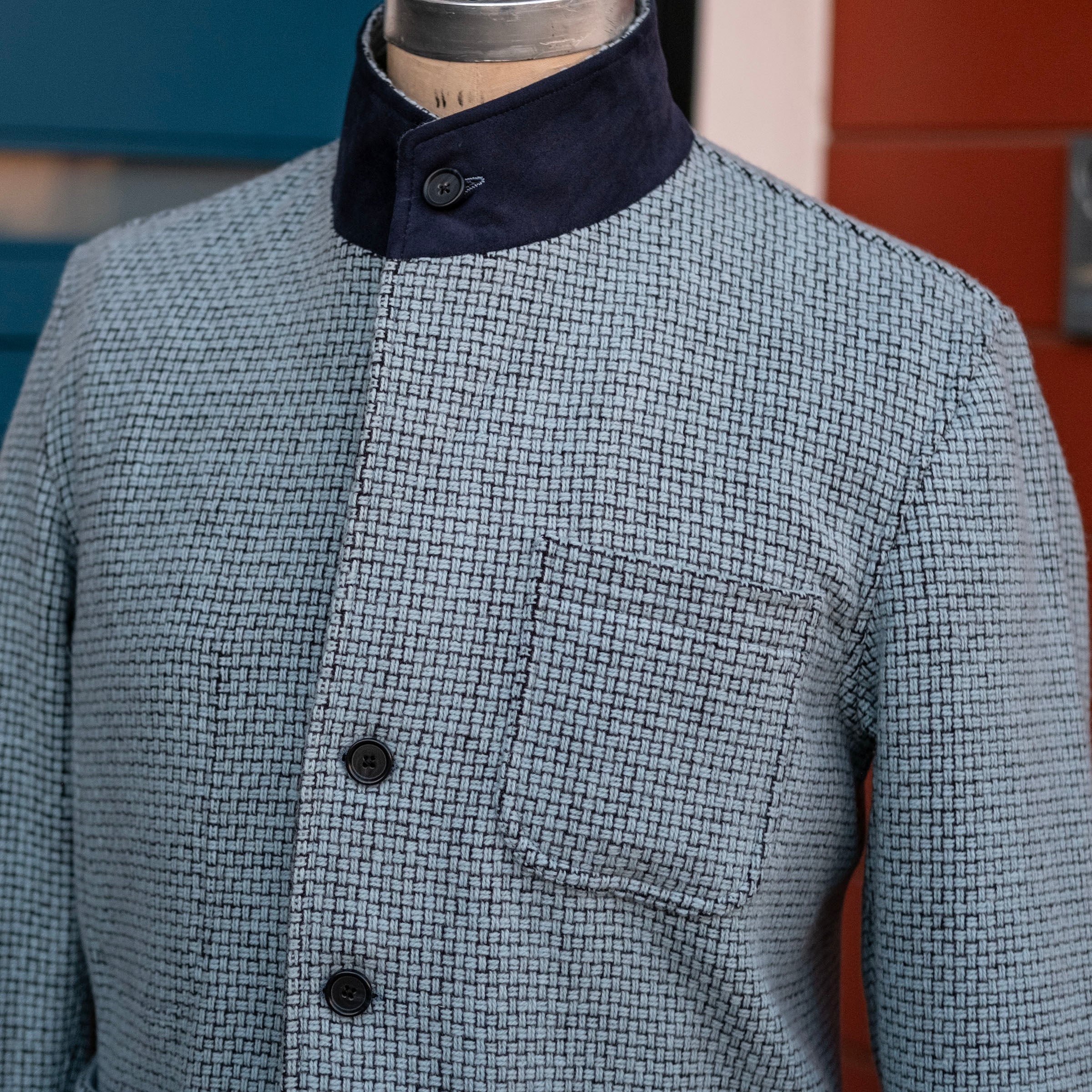 Sample Sale: Teba in DiPray "Arctic Ice" Crosshatch Tweed Size 40