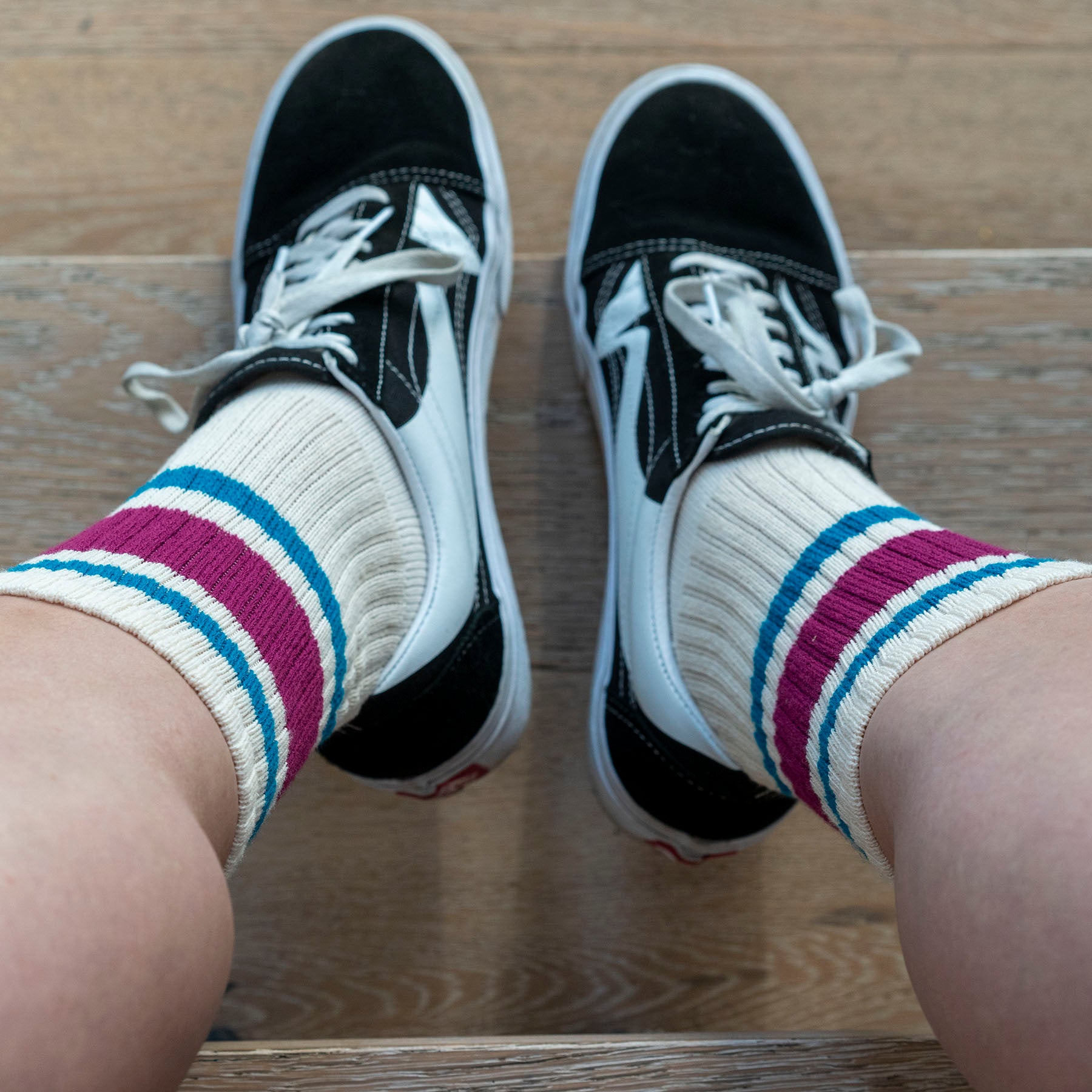 Retro Stripe Sock Merlot & Sky