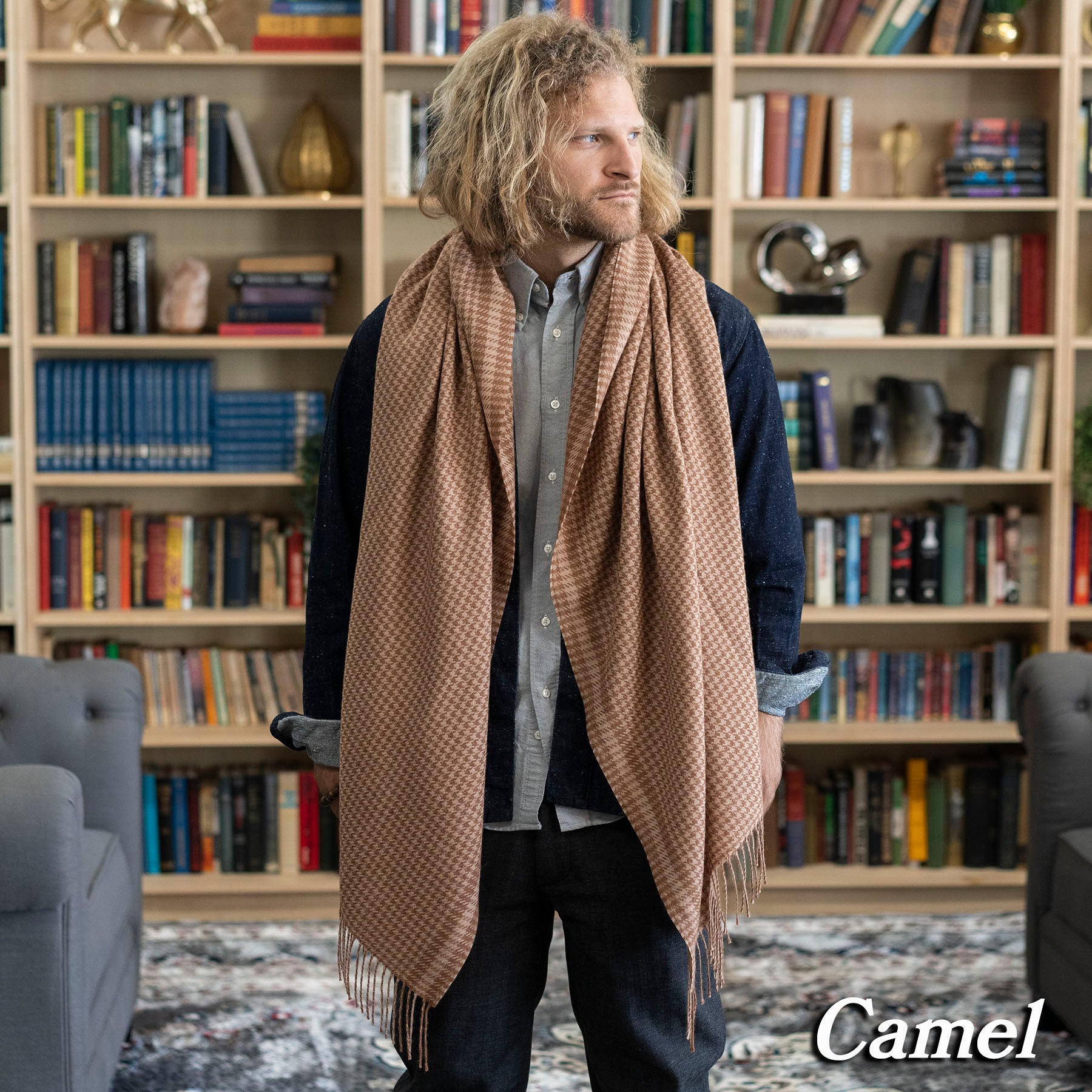 Alpaca Houndsooth Stoles Extra Long