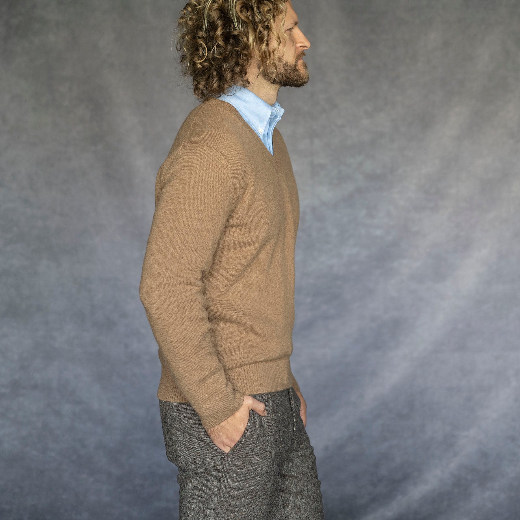 Alpaca Extrafine Knit V-Neck Sweaters