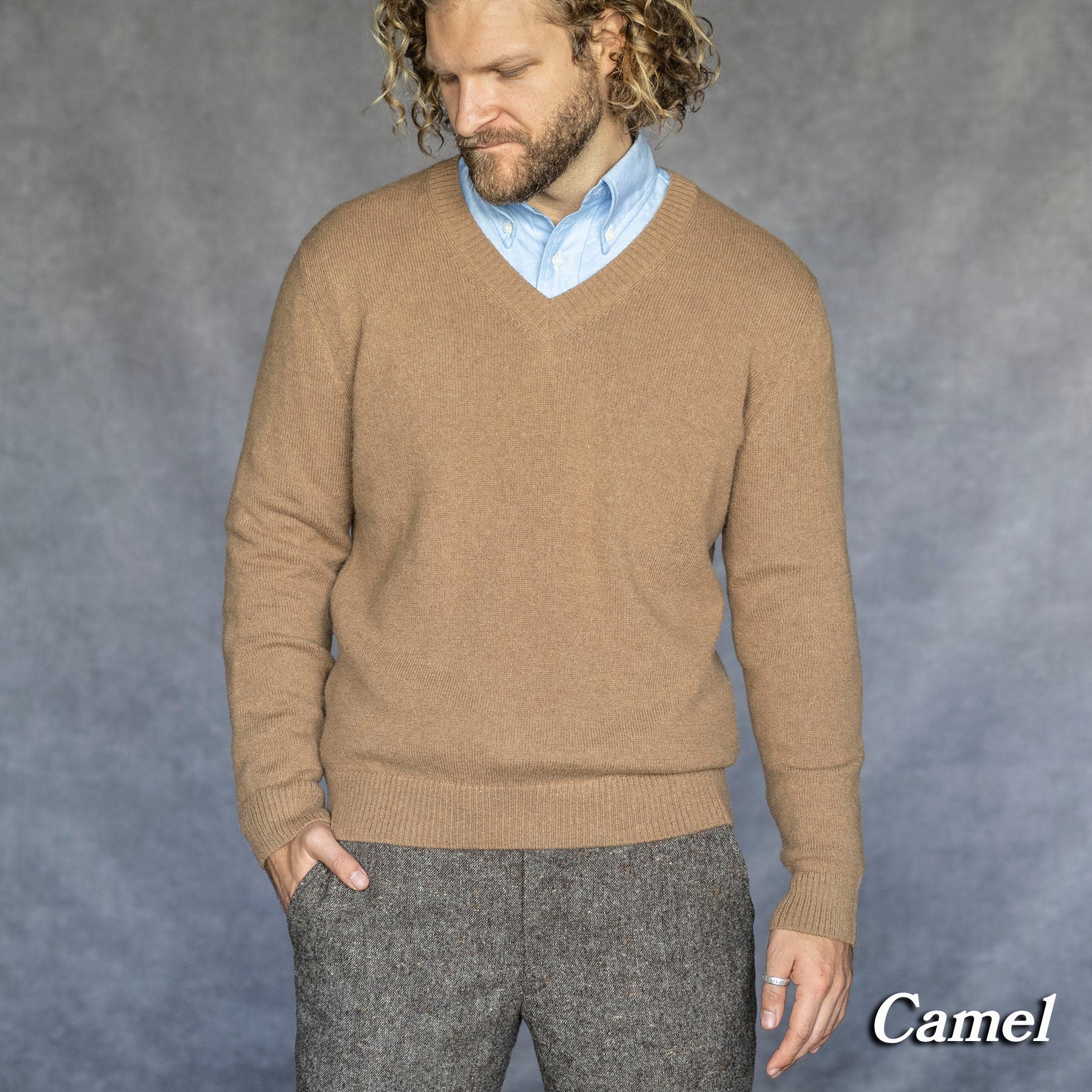 Alpaca Extrafine Knit V-Neck Sweaters