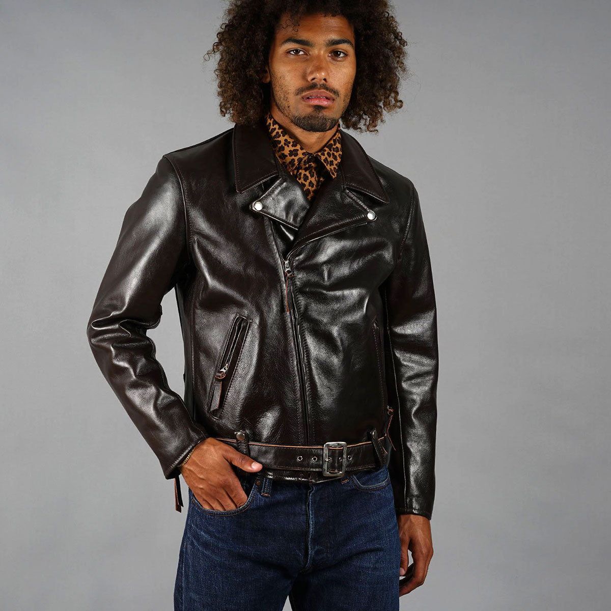 【vintage】leather riders jacket逆の出品物