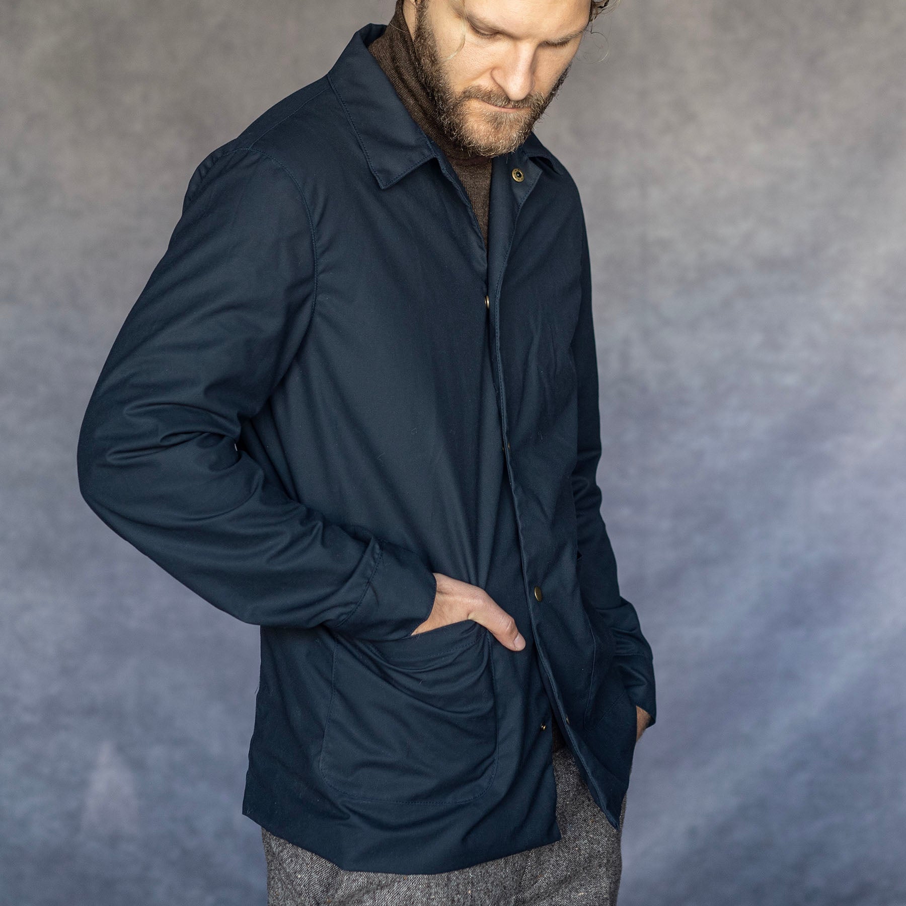 Karras Washable Waxed Cotton Jacket Navy Sz 42
