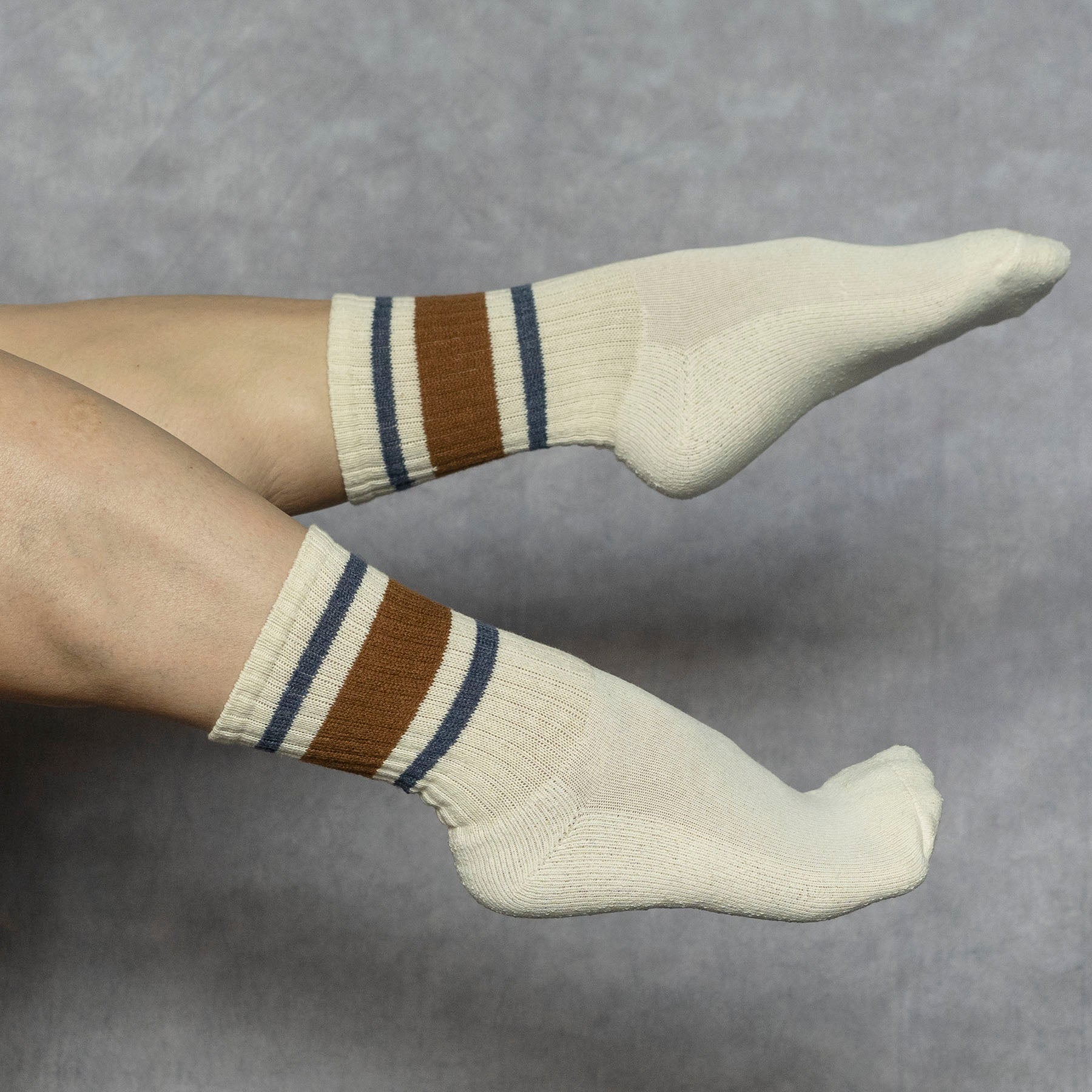 Retro Stripe Sock Tobacco & Navy