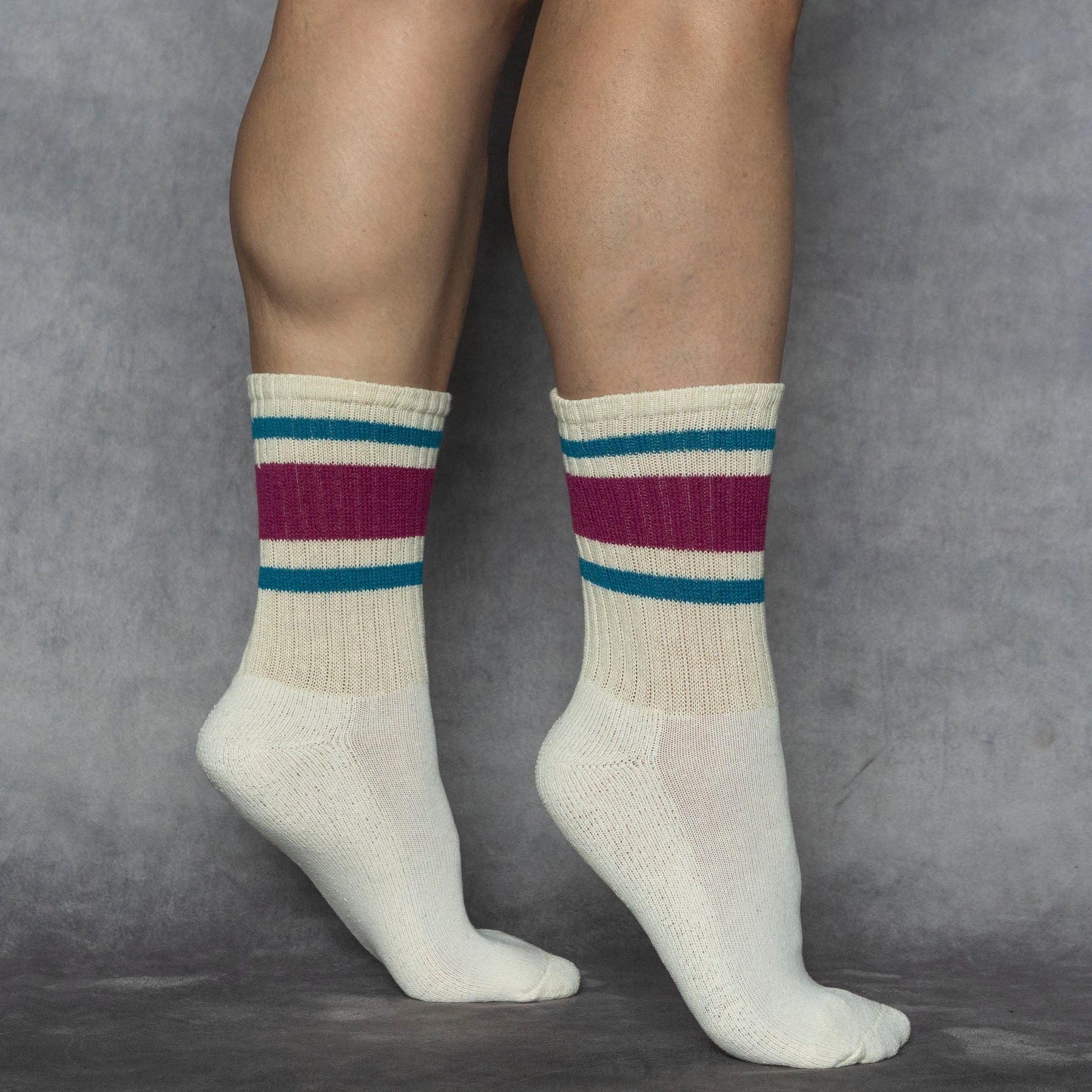 Retro Stripe Sock Merlot & Sky