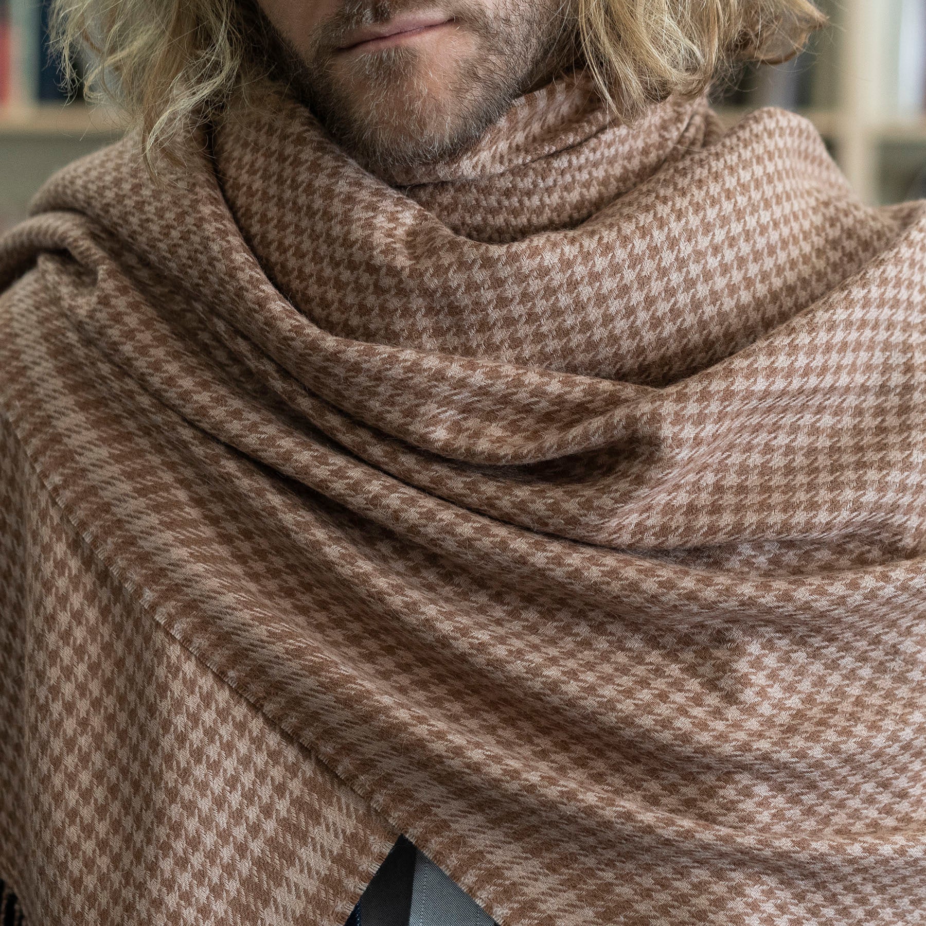 Alpaca Houndsooth Stoles Extra Long