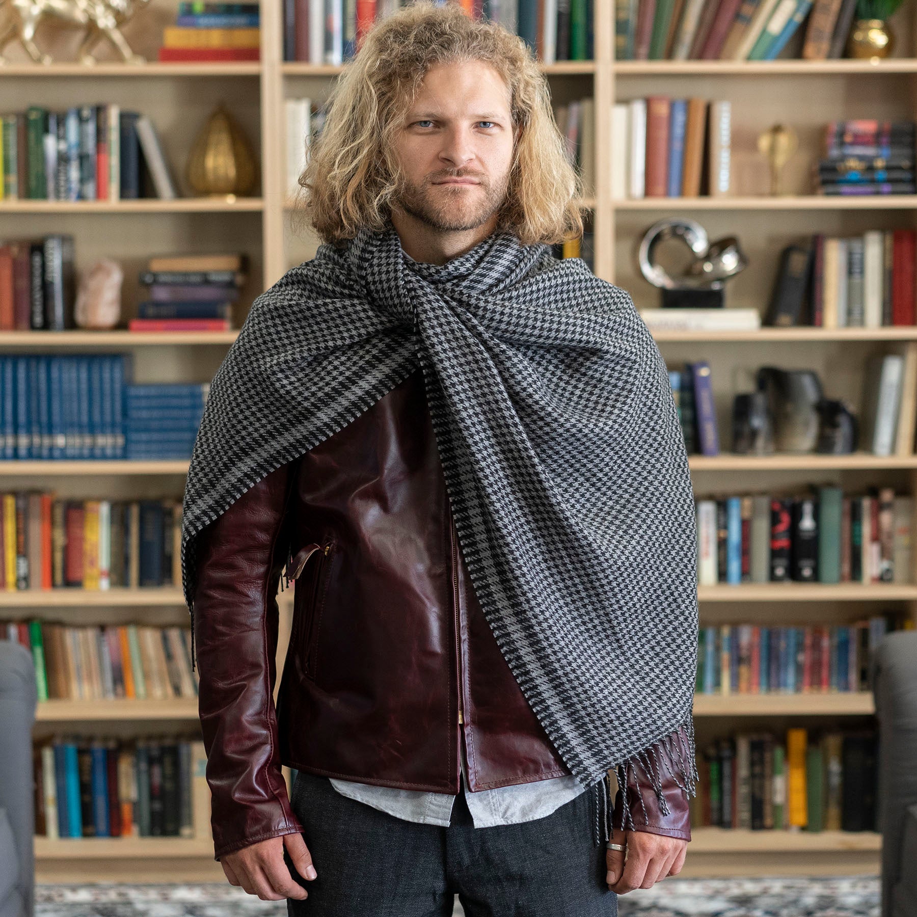 Alpaca Houndsooth Stoles Extra Long