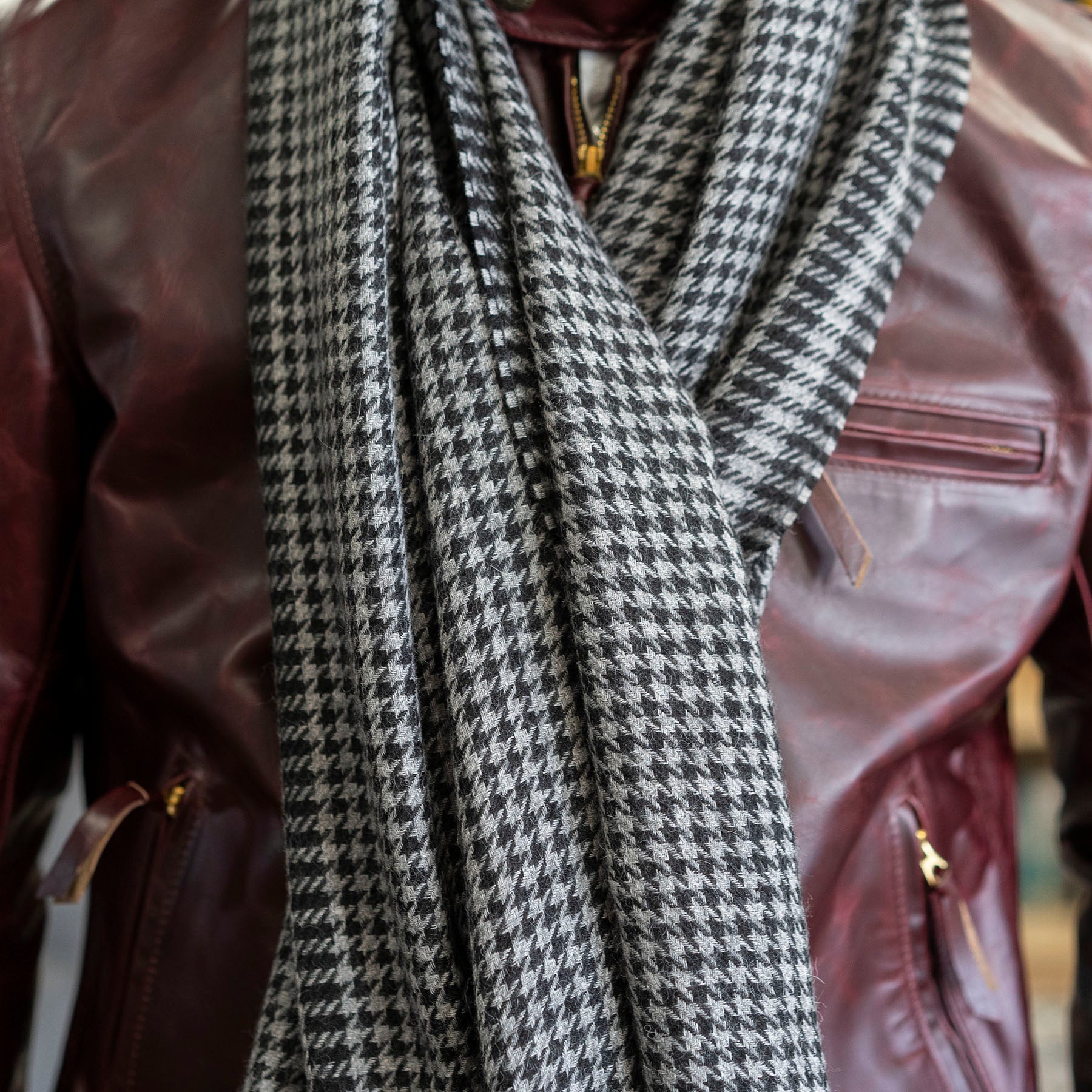 Alpaca Houndsooth Stoles Extra Long