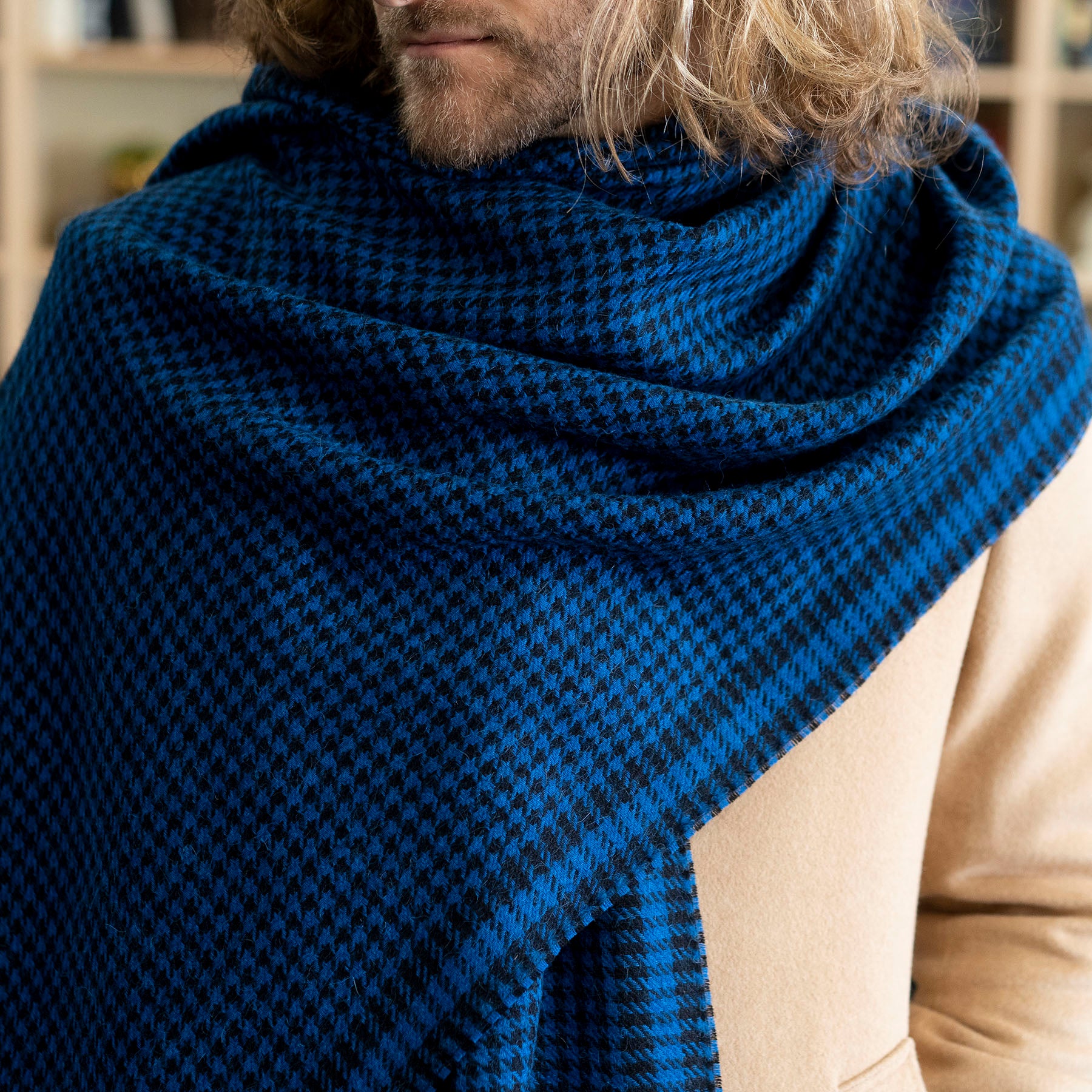 Alpaca Houndsooth Stoles Extra Long