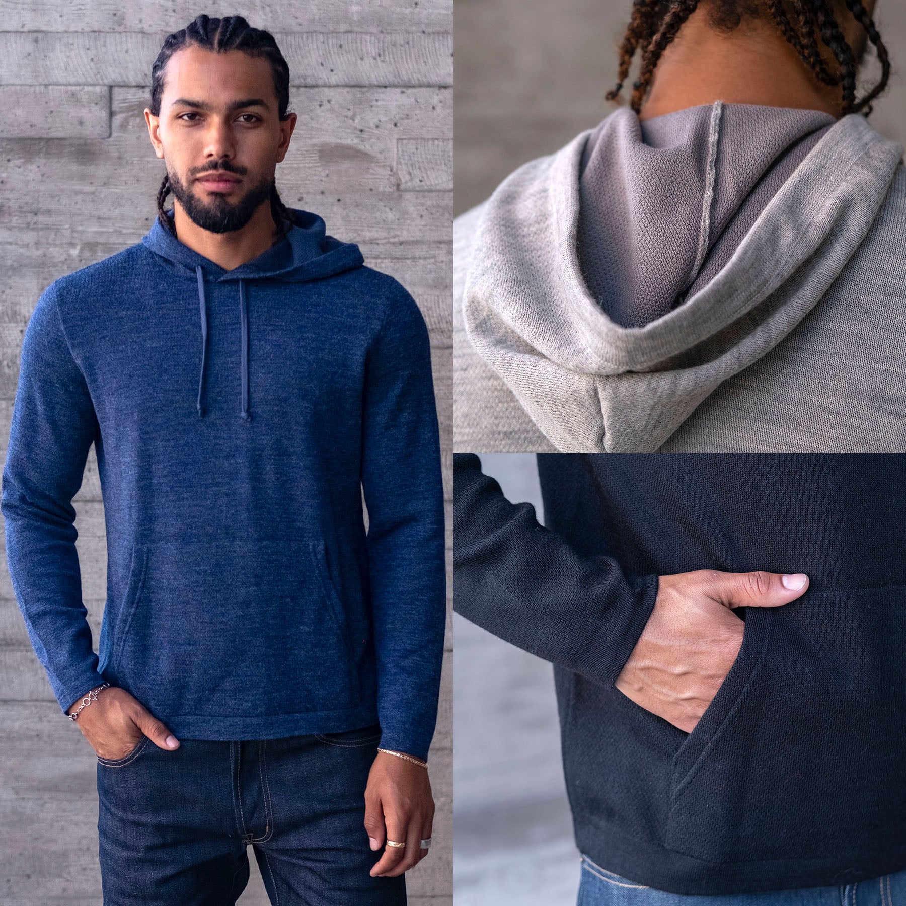Hooded 2-Ply Sweatshirt in Baby Alpaca and Pima Cotton