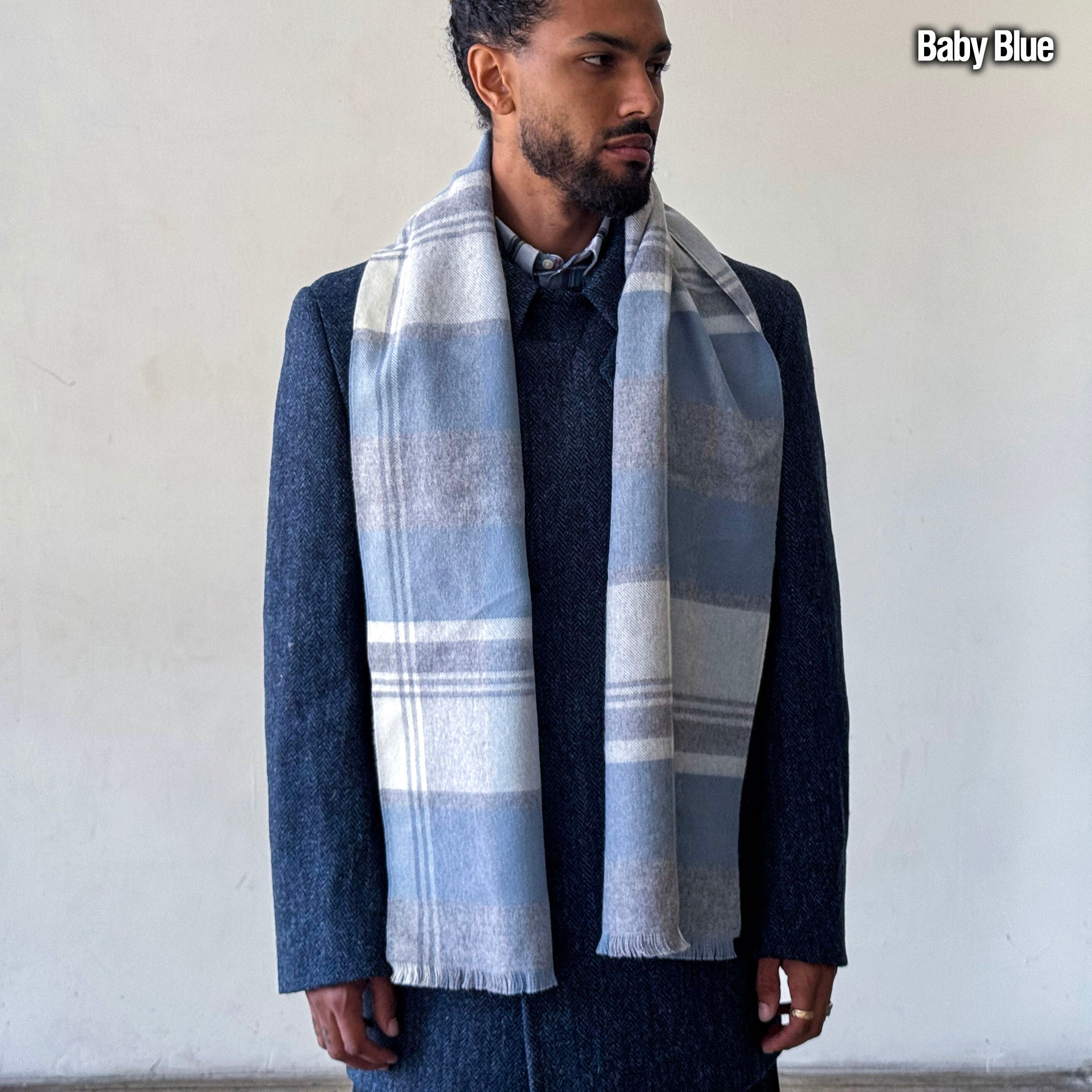 Baby Alpaca Soft Muted Plaid Scarf