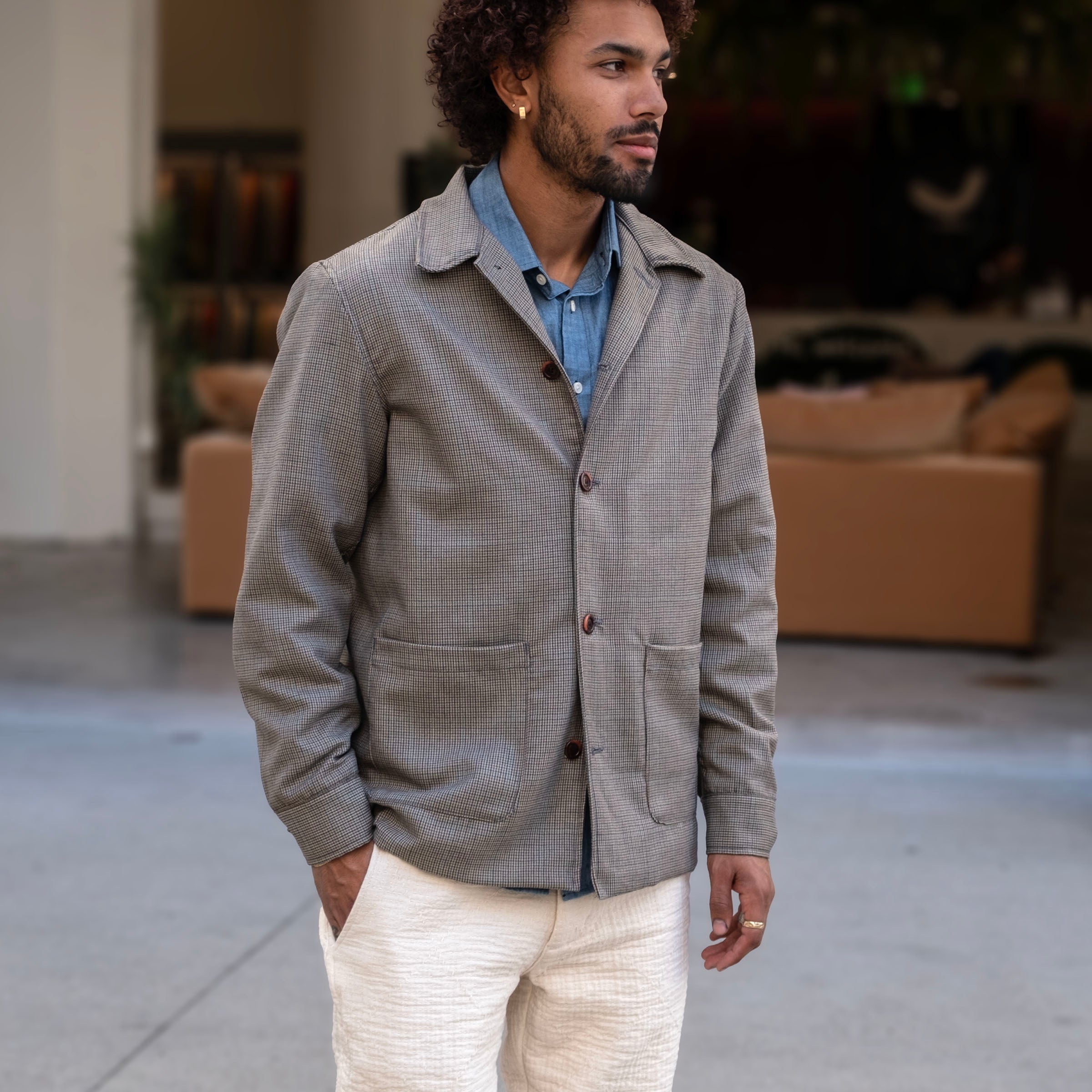 Sample Sale: Corso Jacket in Size 40 Houndstooth Tropical Wool