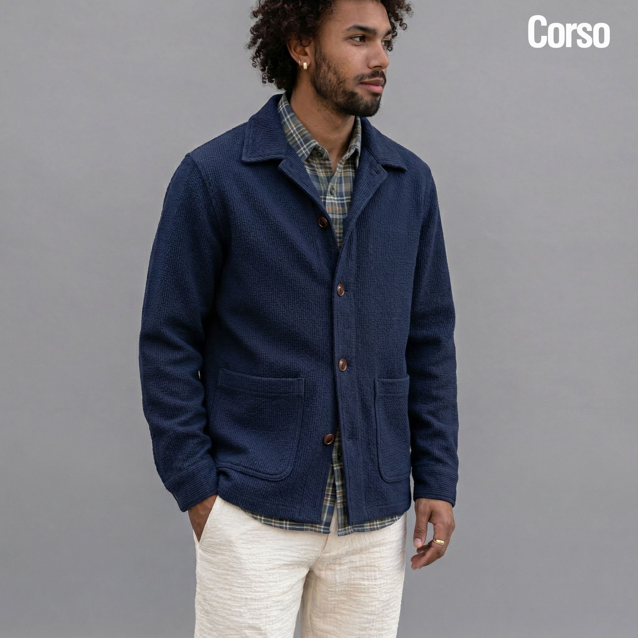 Custom Doyle, Sinclair & Corso Jackets Deep Navy Sashiko