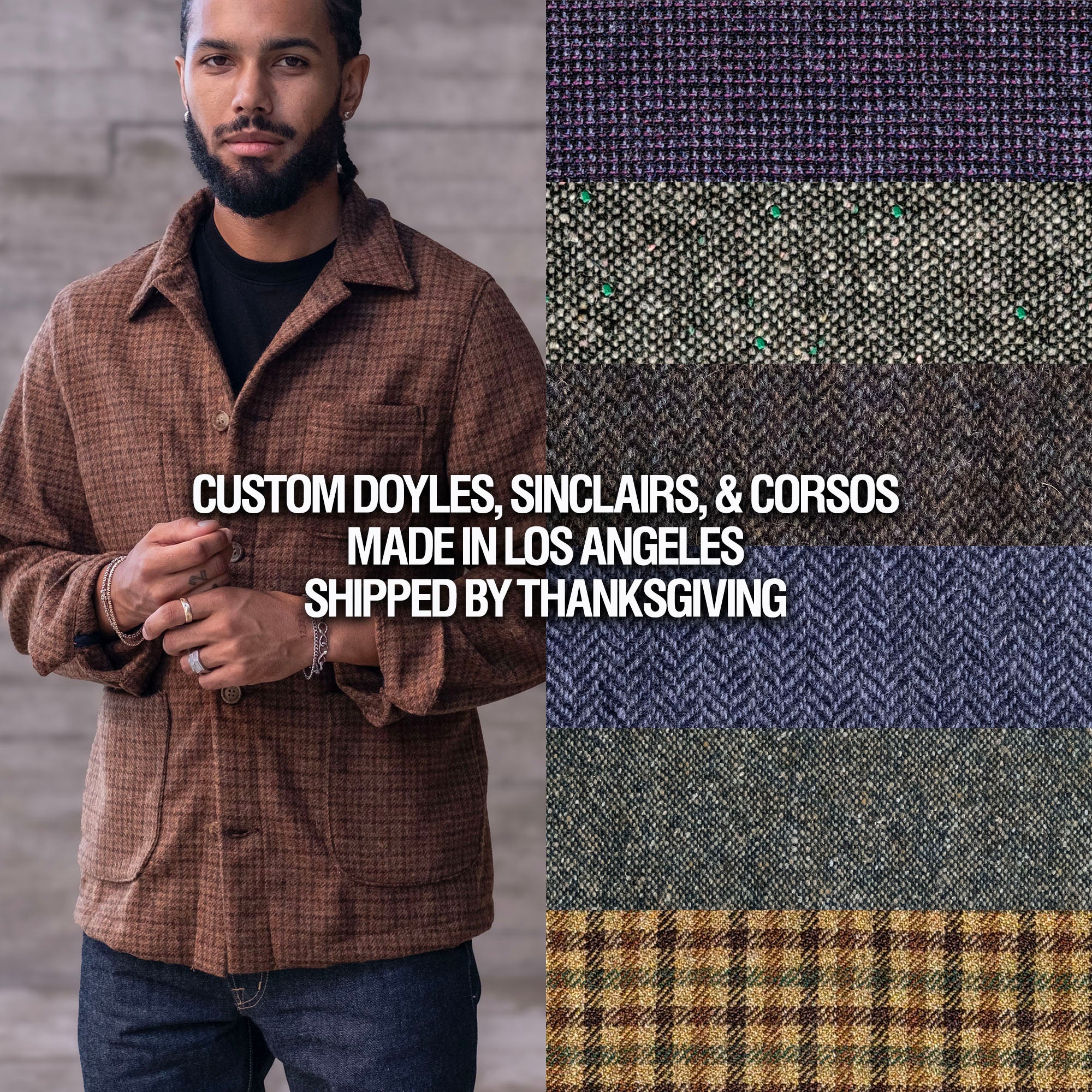Custom Doyle, Sinclair, & Corso Tweed Jackets (Thanksgiving Ship)