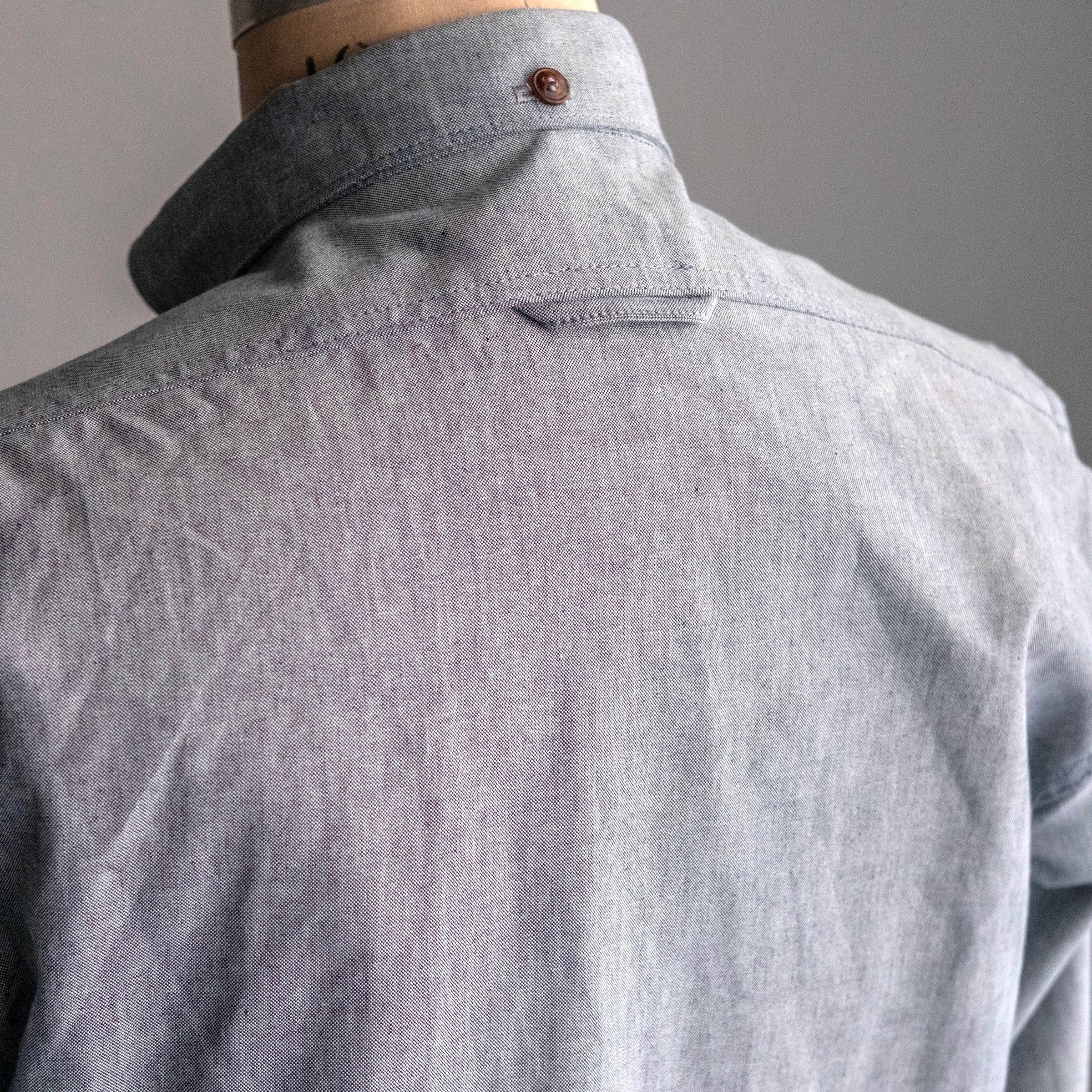 Denim Button Down Shirt Yoshiwa Greycast Indigo 6oz Oxford