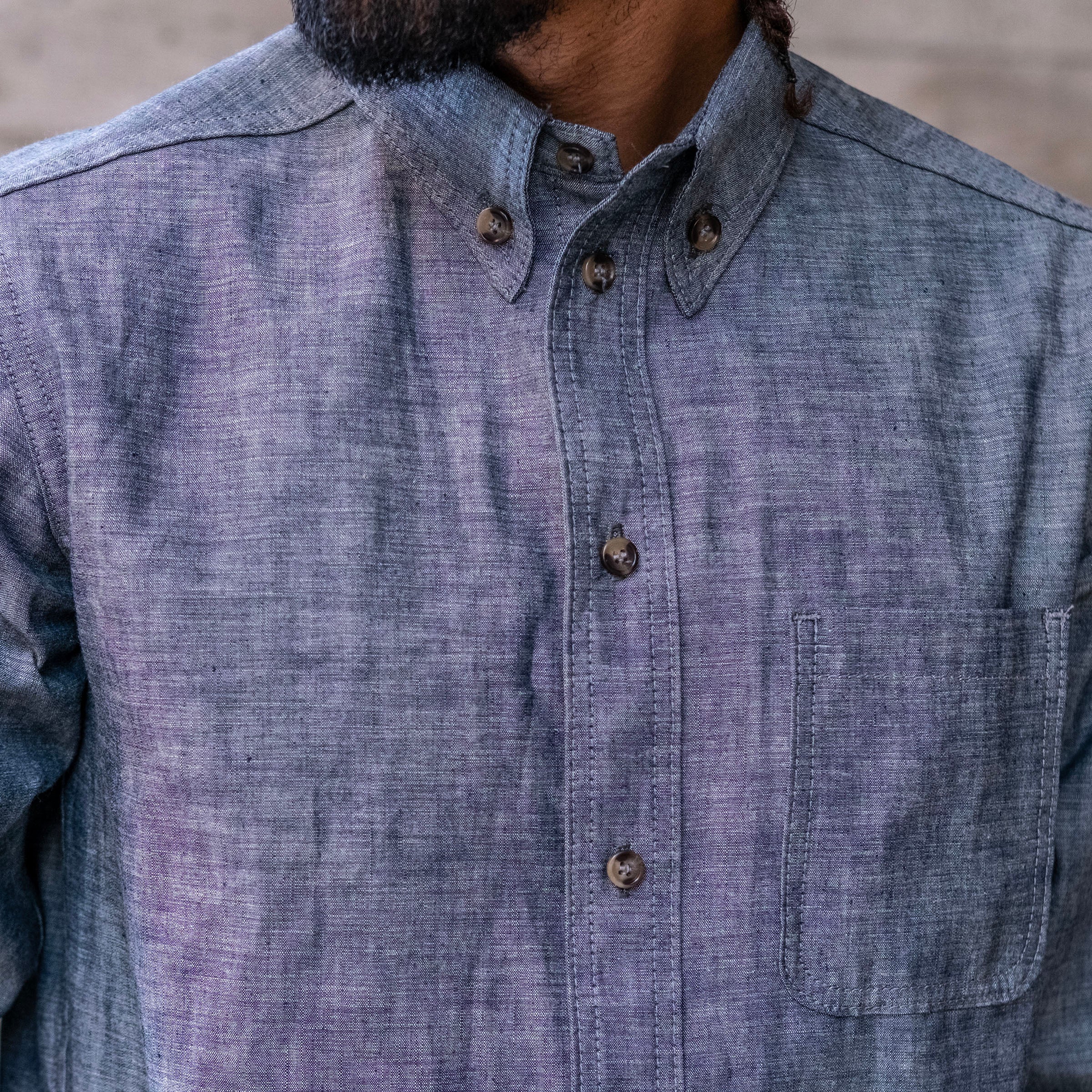 Denim Button Down Shirt Hattori Ichiban Chambray