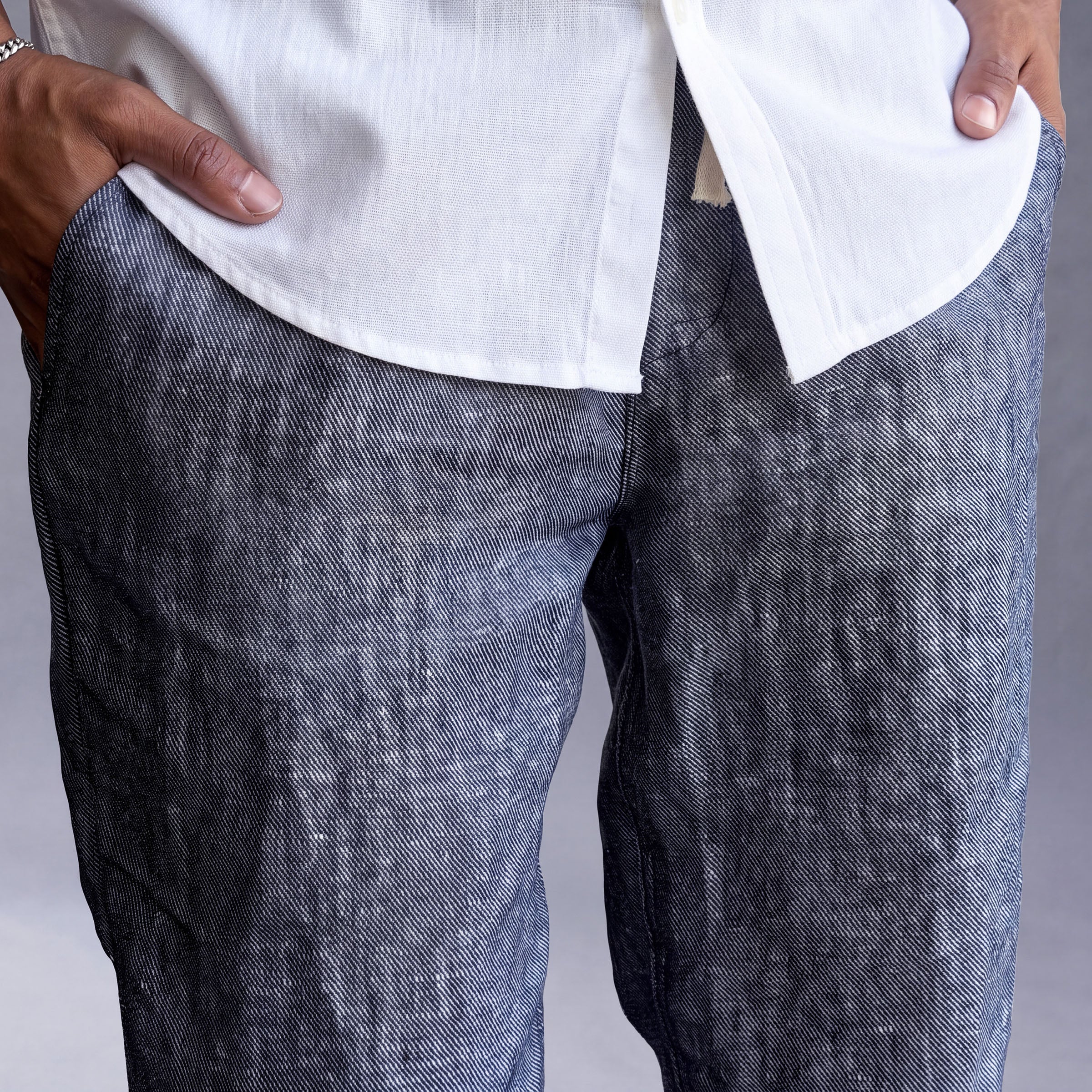 Laidback Pant Albini Navy Delave Linen