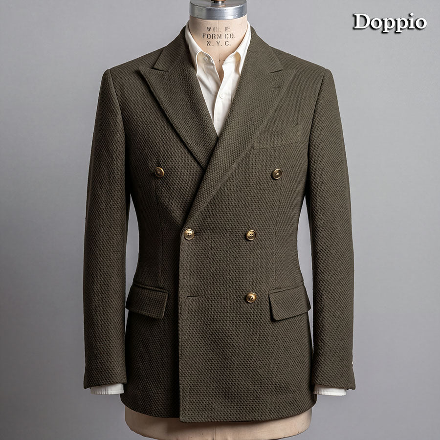 Custom Suits & Sportcoats in Japanese Olive Moss Sashiko