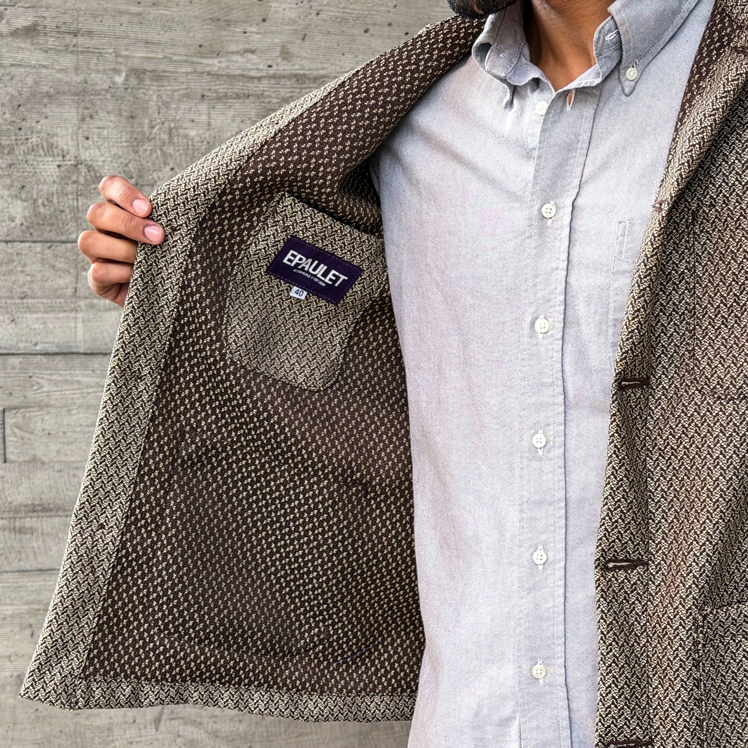Doyle Jacket Almond Herringbone Jacquard Cotton