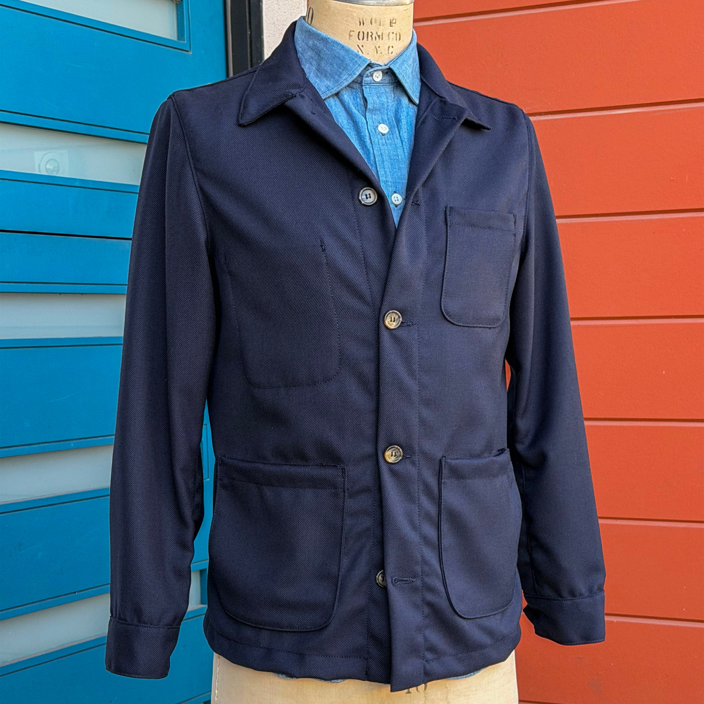 Doyle Jacket Washable Navy Tech Wool 12oz Twill
