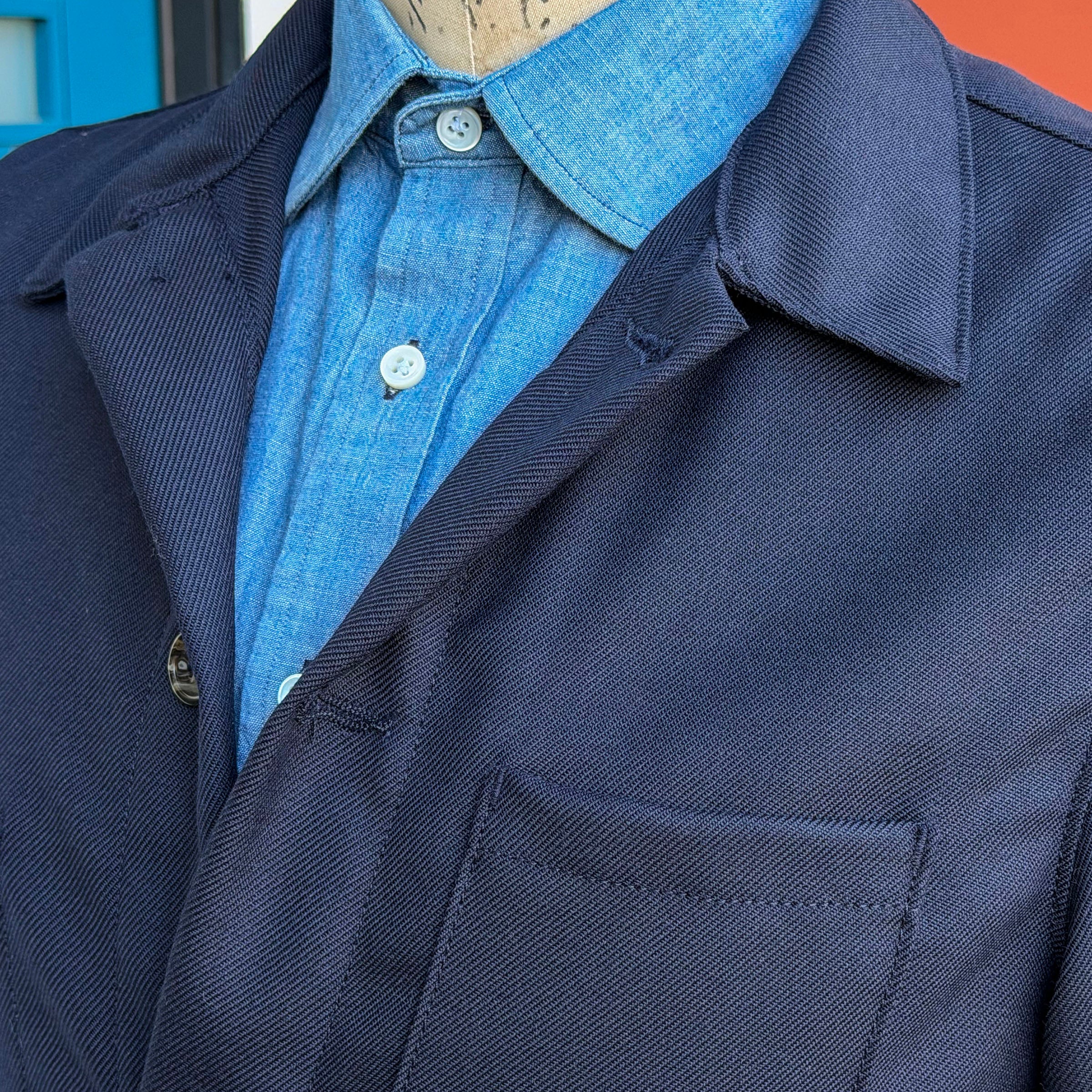 Doyle Jacket Washable Navy Tech Wool 12oz Twill