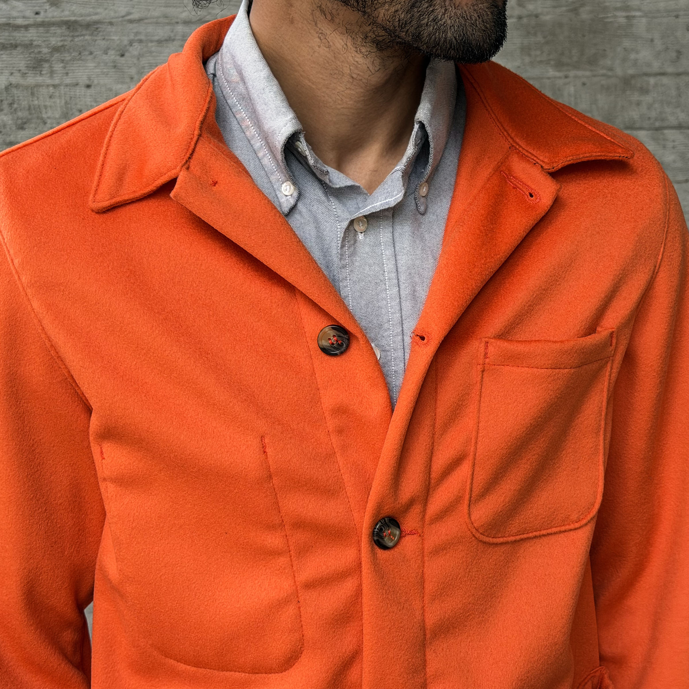 Doyle Jacket Loro Piana Mandarin Orange 16oz Flannel
