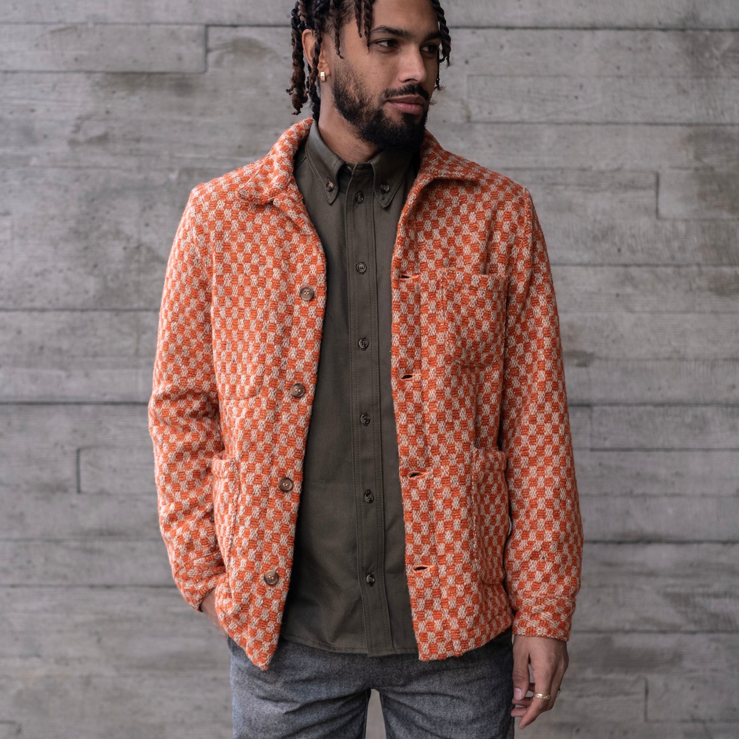 Doyle Jacket DiPray Tangerine Checker Donegal Tweed