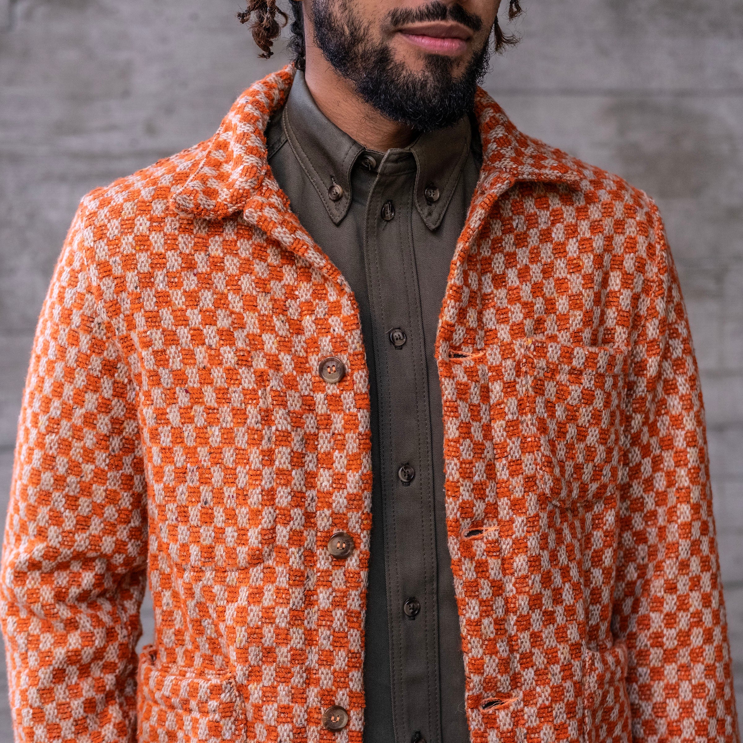 Doyle Jacket DiPray Tangerine Checker Donegal Tweed