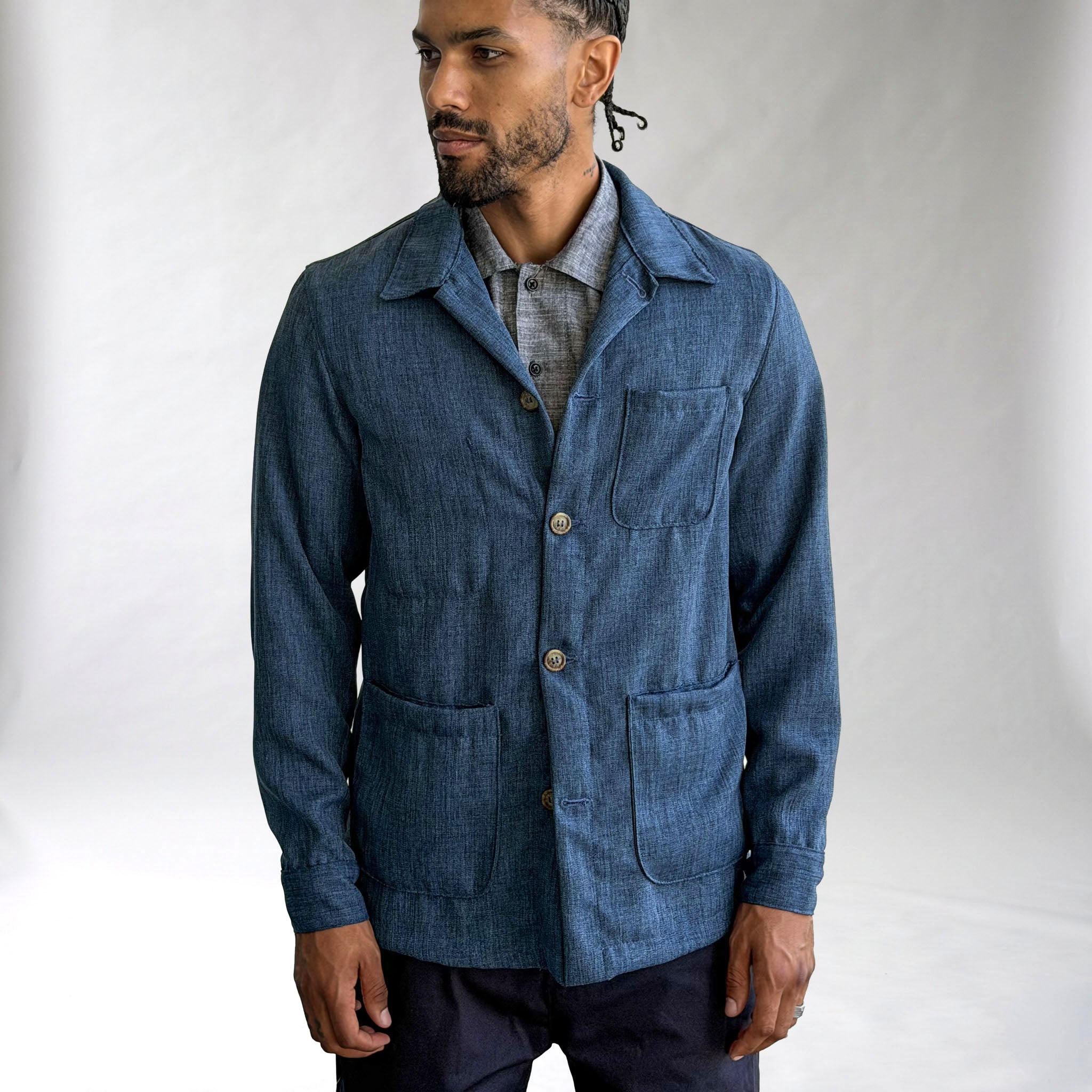 Doyle Jacket Dusty Indigo Wool-Silk