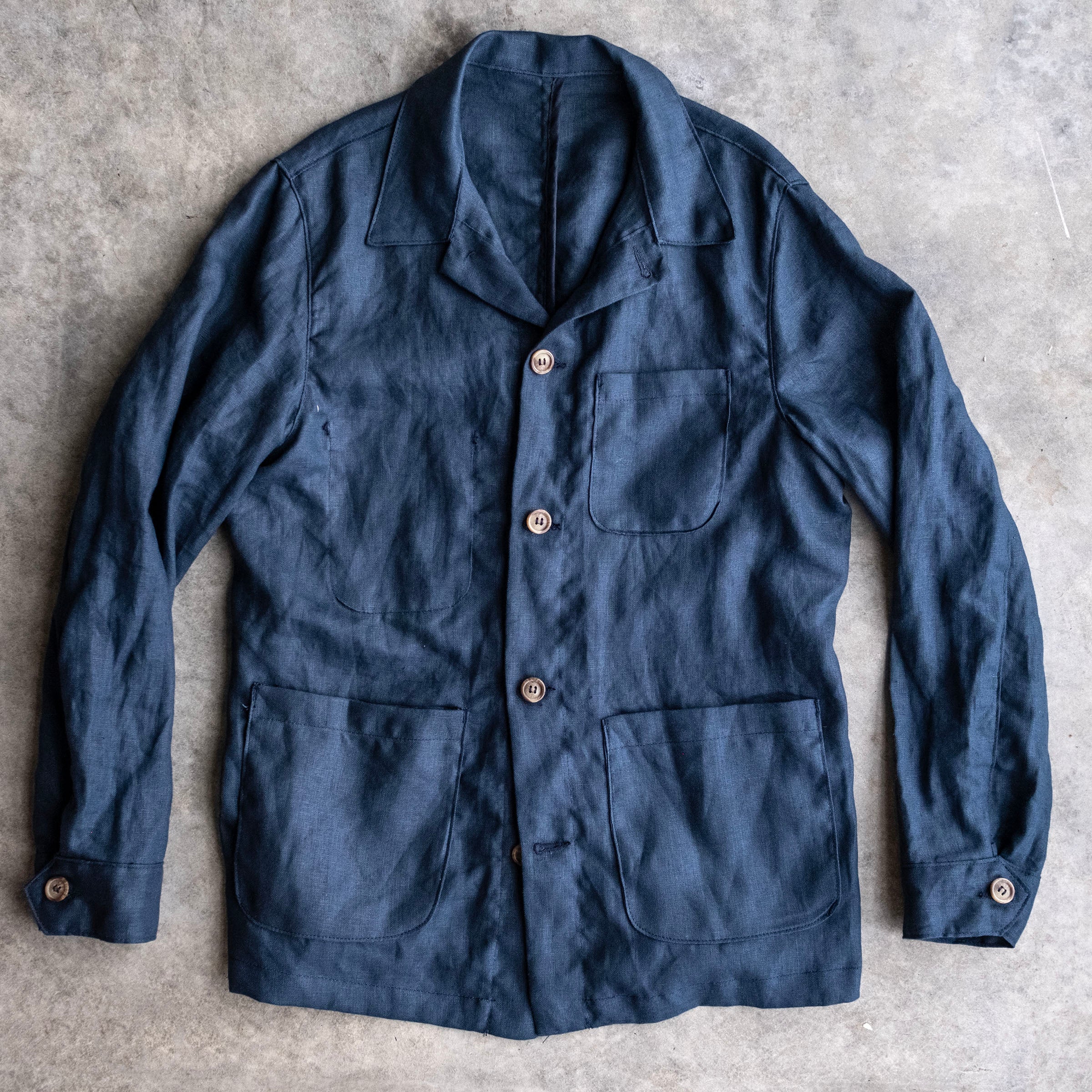 Doyle Jacket Marine Blue Albini Linen