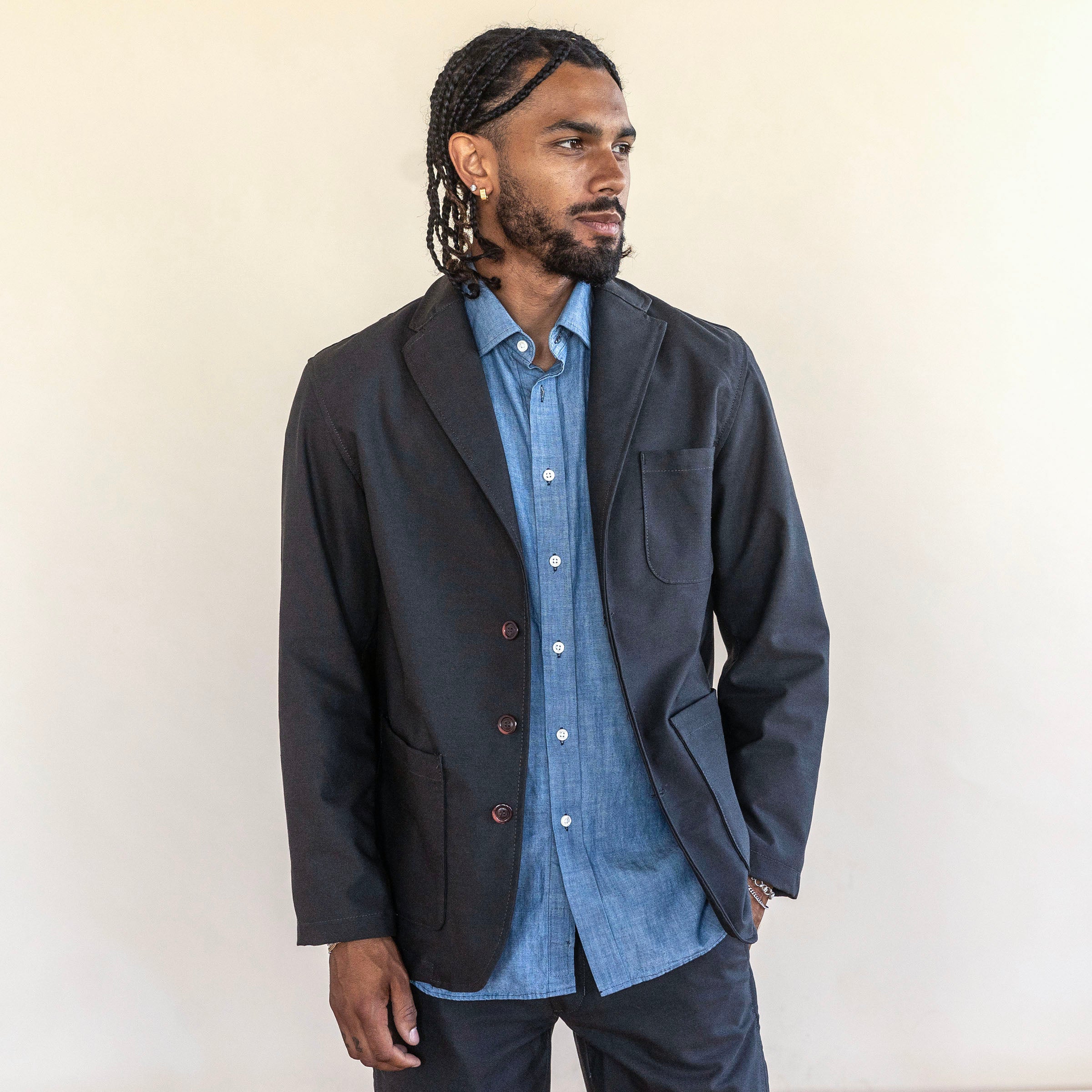 Casual Suiting in Espresso Washable Cotton/Wool Hopsack