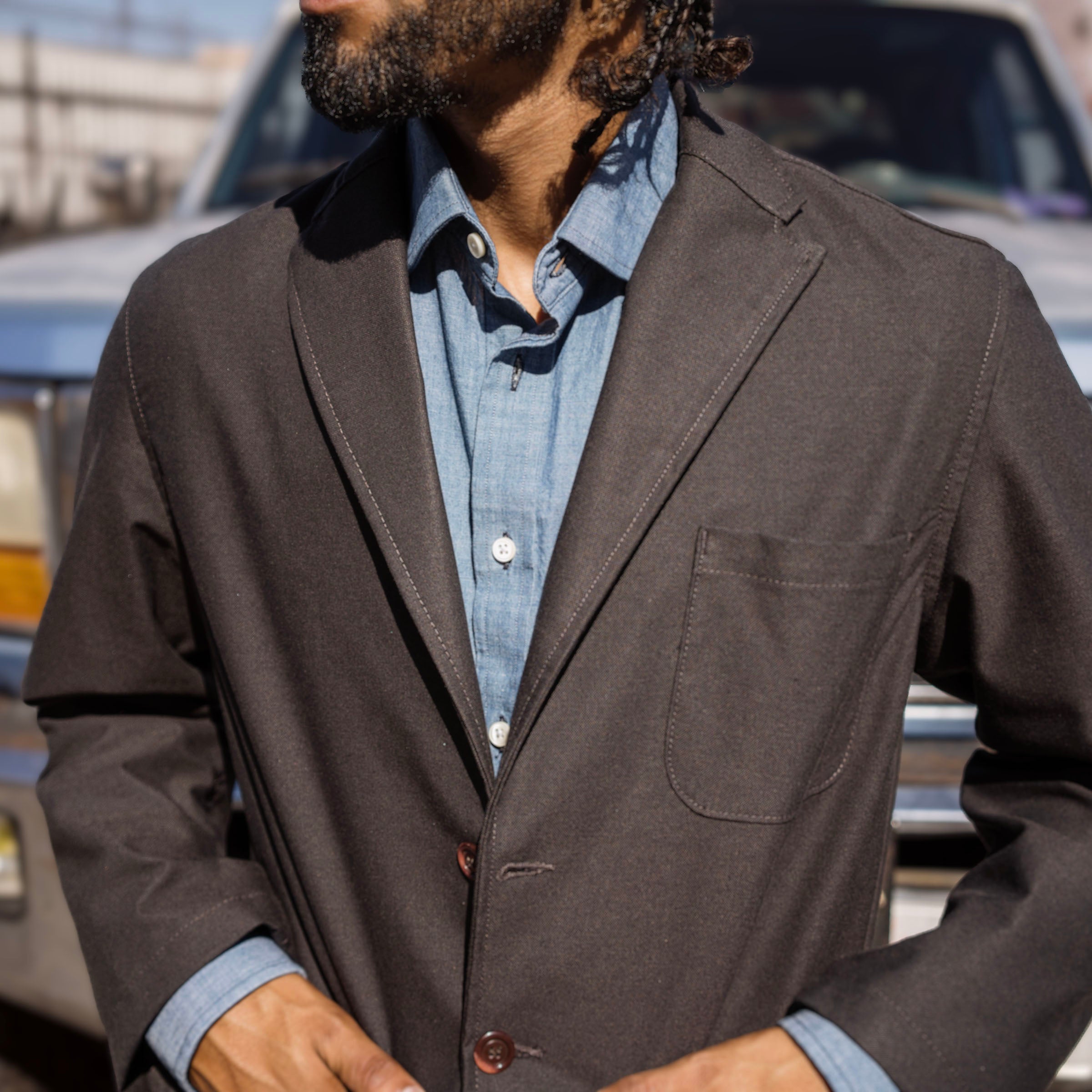 Casual Suiting in Espresso Washable Cotton/Wool Hopsack