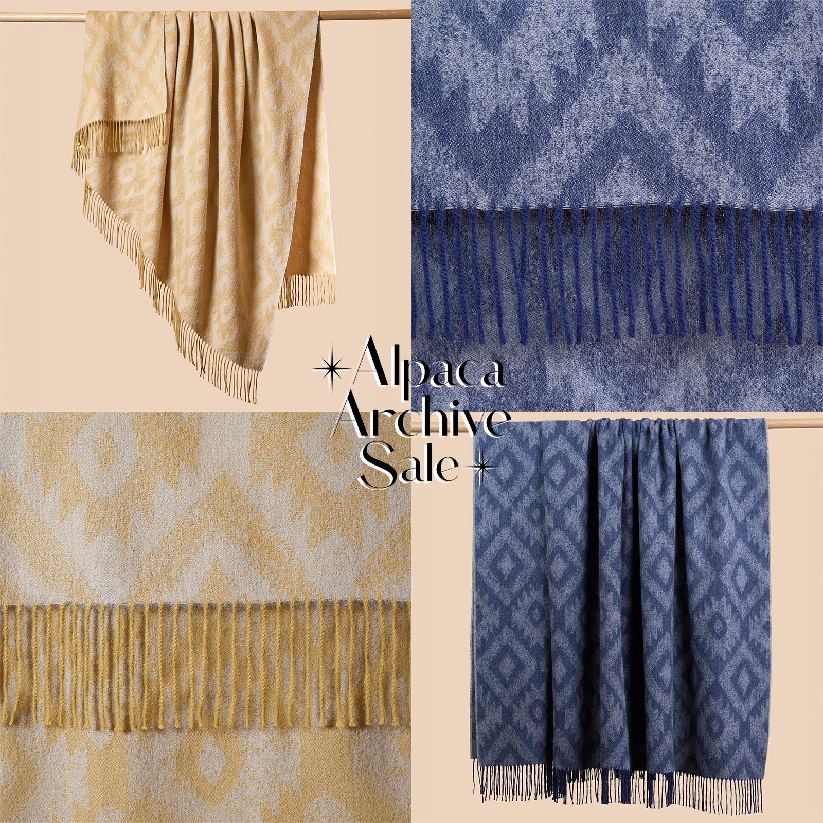 Ethnic Jacquard Pure Alpaca Throw Blanket