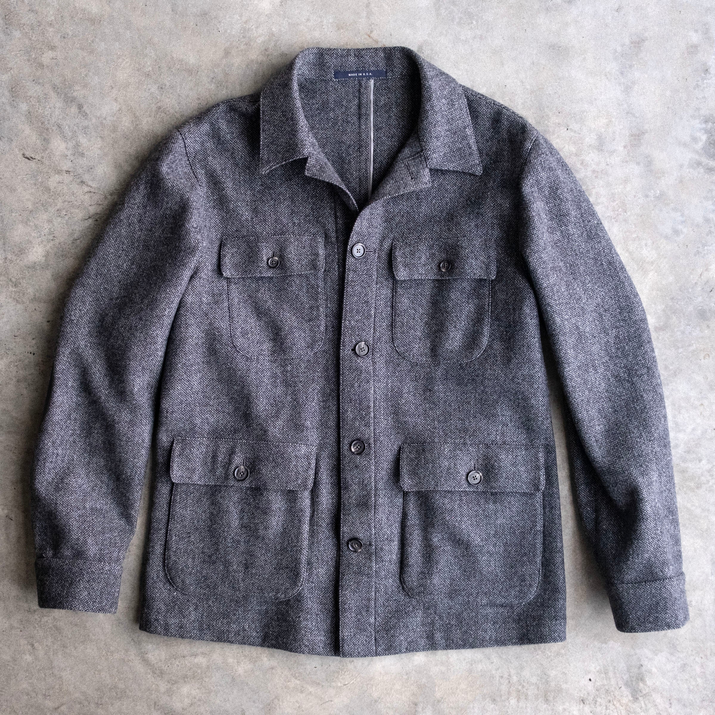 Sample Sale: Field Jacket in Wool-Cashmere Donegal Sz 40