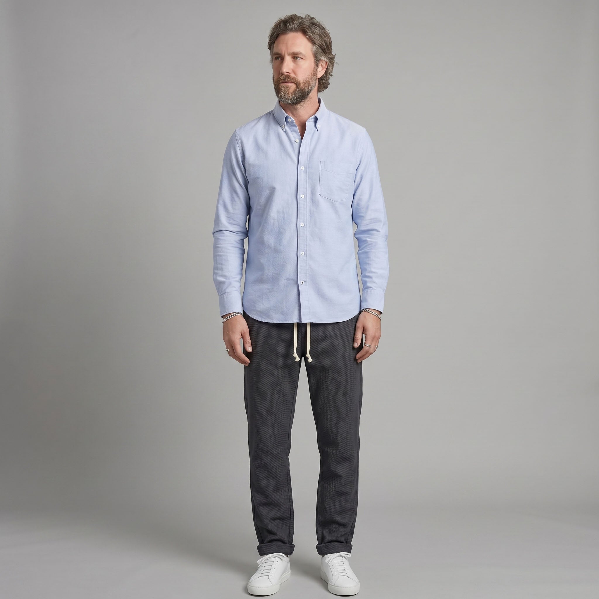 Laidback Pant Storm Grey Sashiko Project: June Shipment
