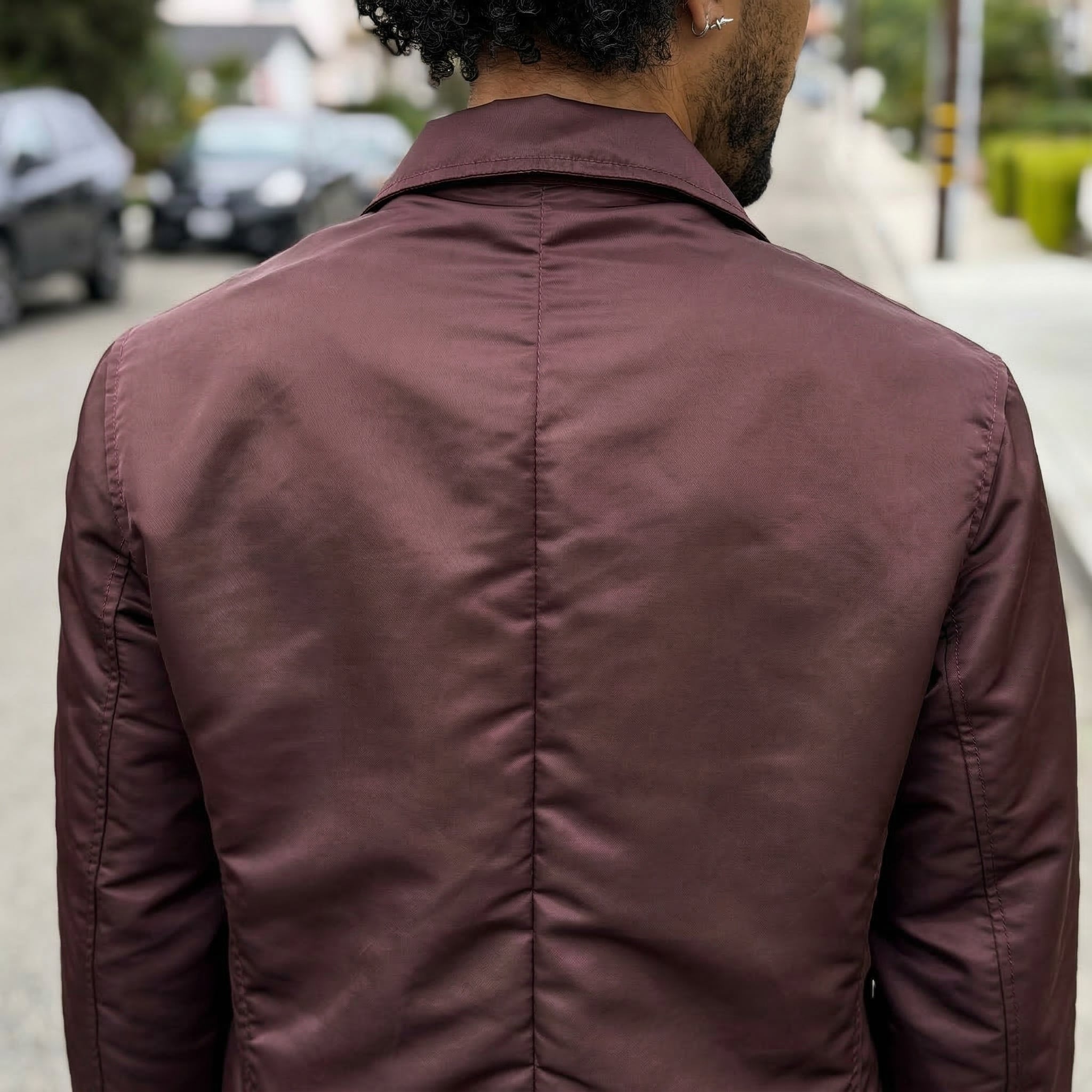 ジャケット・アウター Back Satin Gabardine Collarless Jacket Custom Corso Jacket In Japanese Flight Satin Nylon