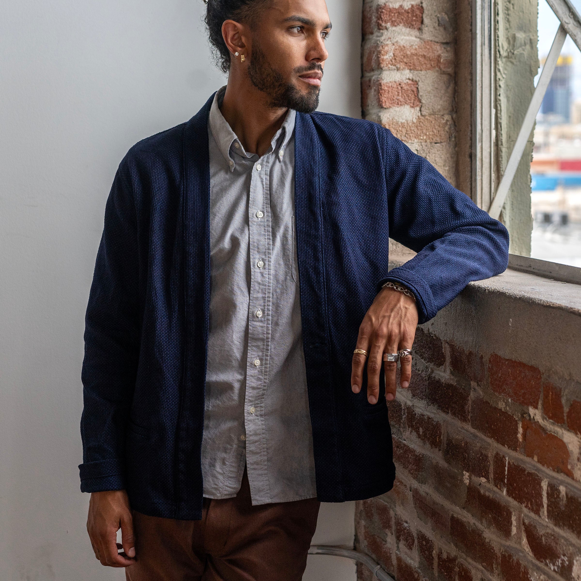 Kamigata Jacket in Rope Dyed Indigo Sashiko