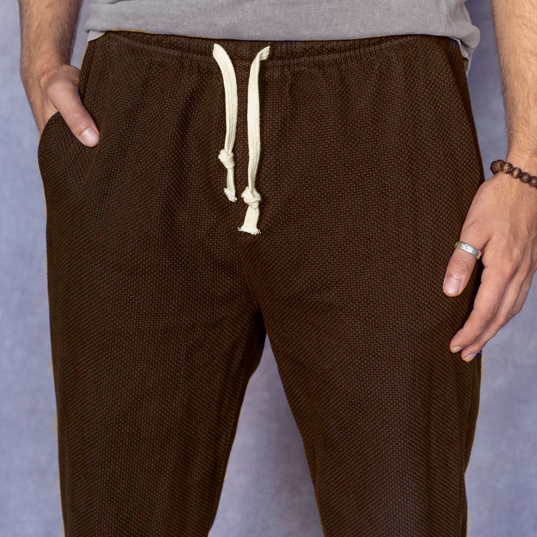 Laidback Pant Sashiko Project: Mink, Aubergine, Steel Moss, Marbled Acid